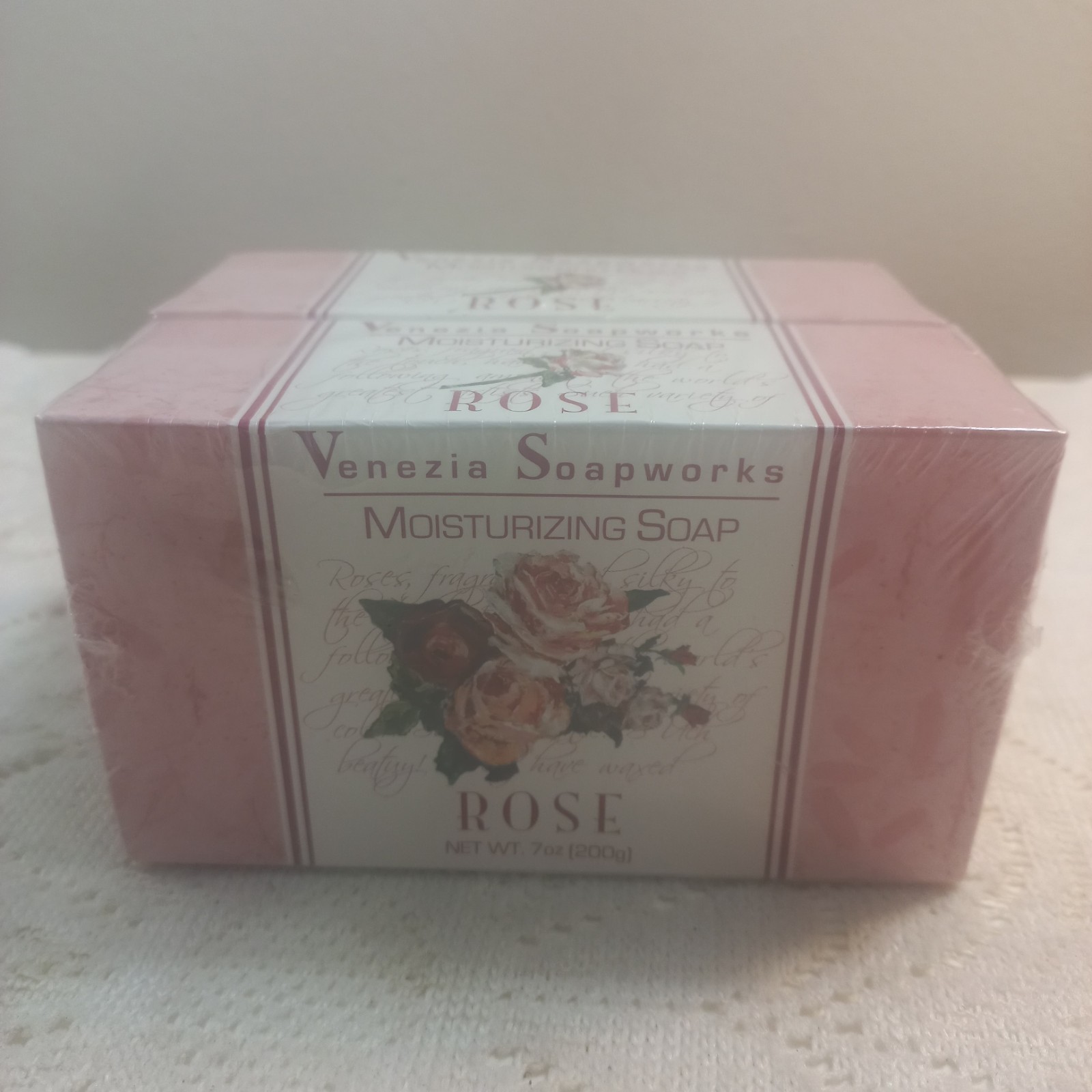 2 Pack Rose Scented Large Bar Soap By Venezia Soapworks Made In The USA New 7 Oz