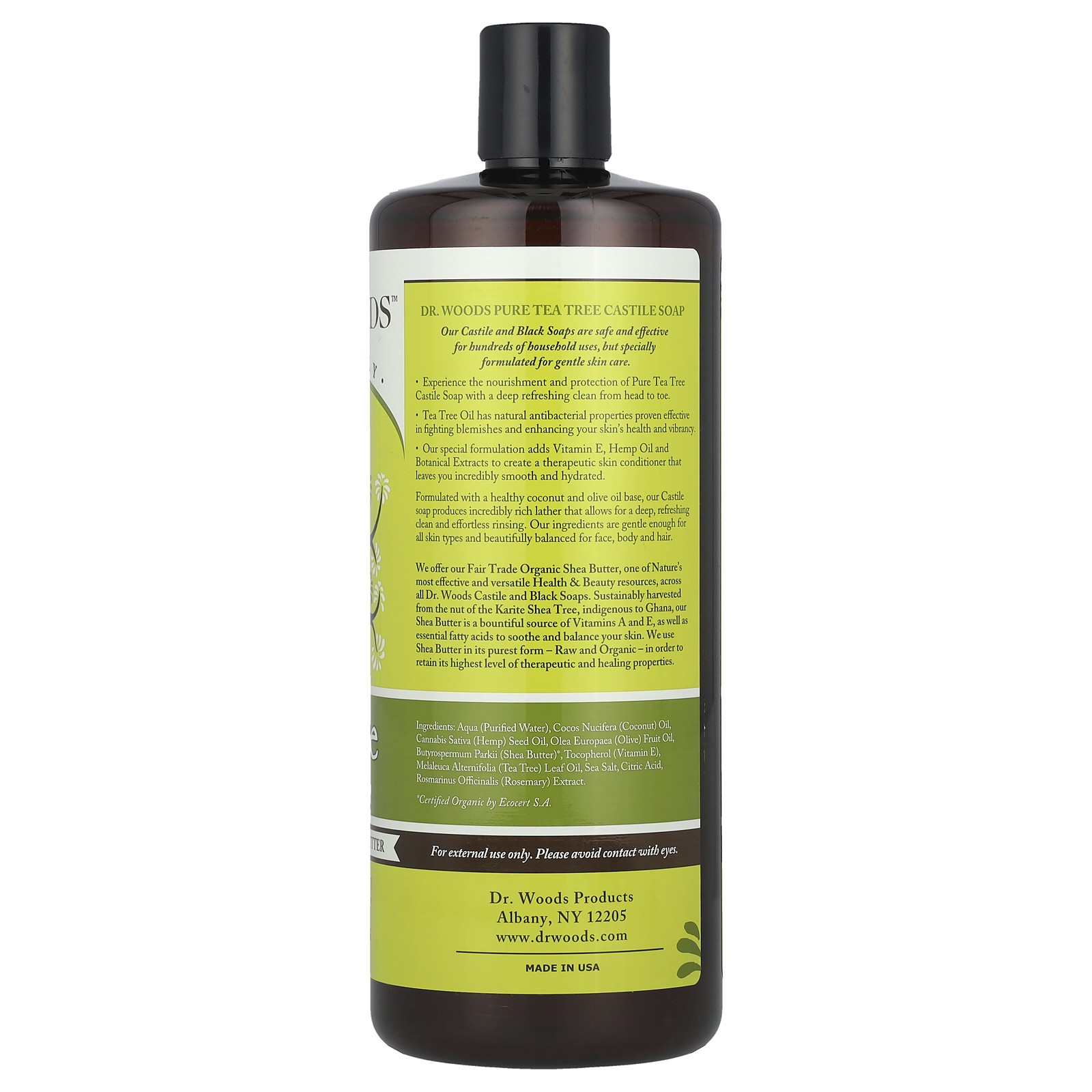 Tea Tree Castile Soap with Fair Trade Shea Butter, 32 fl oz (946 ml)