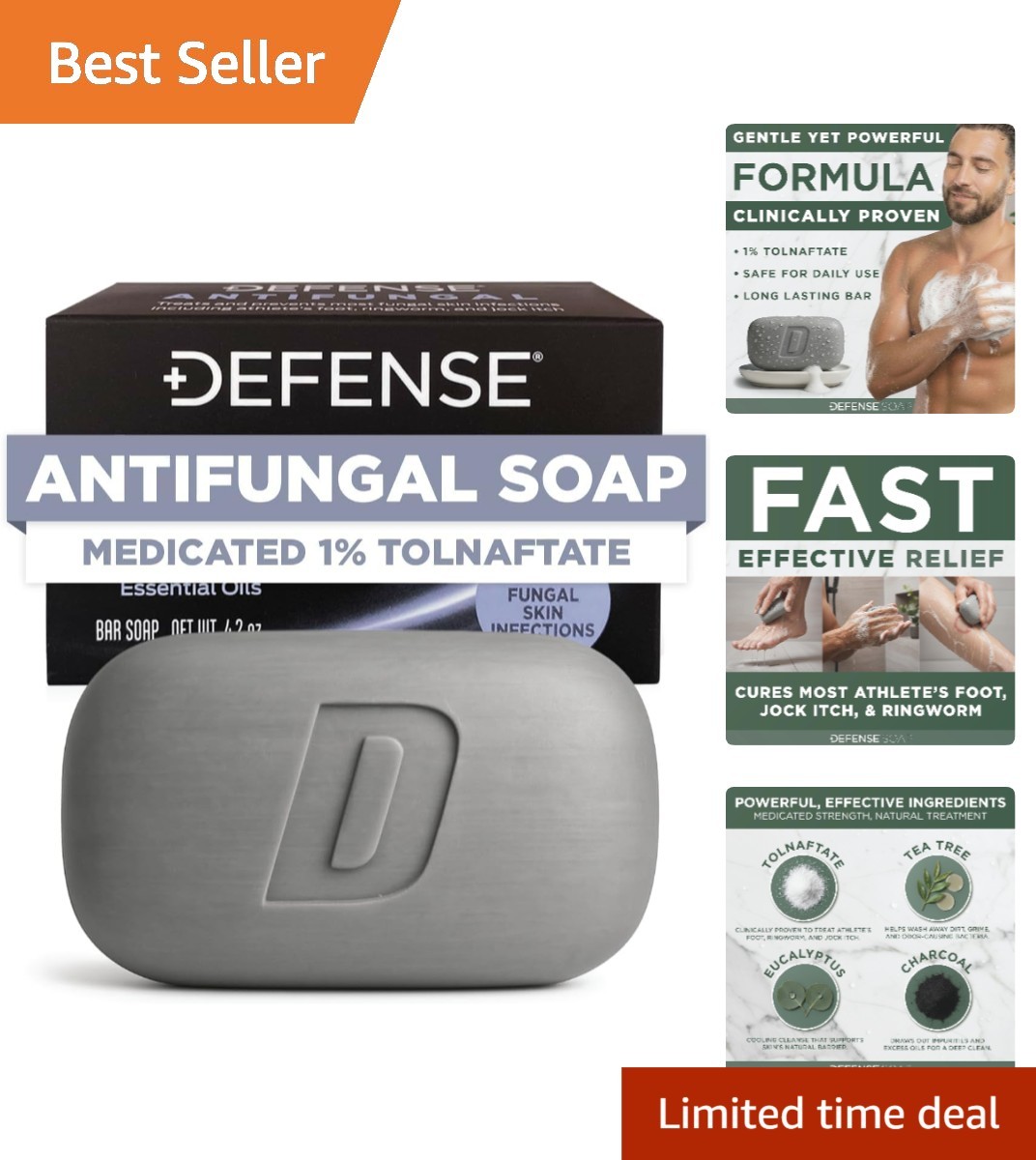 Medicated Defense Antifungal Soap – 4.2oz Bar for Athlete’s Foot & Skin Health