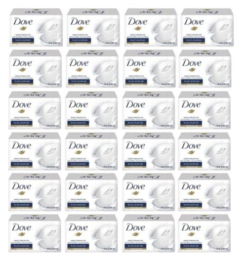 (12) Pack 25 Grams Dove Cream Beauty Bar Travel Size Soap .88 oz