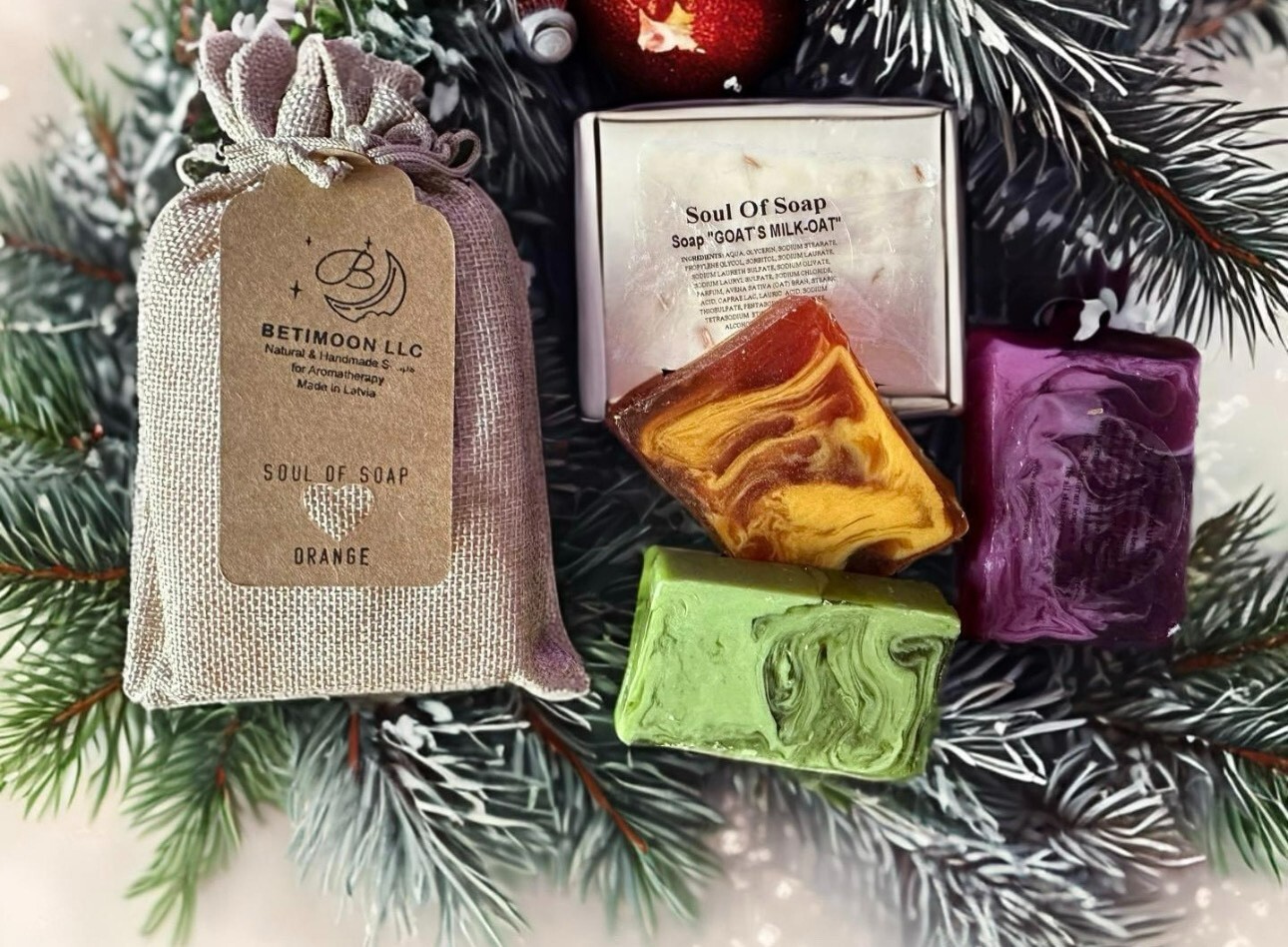 Tulip & Handmade Soap Bars 100% Natural, Aromatherapy 4 Soaps Made in Latvia