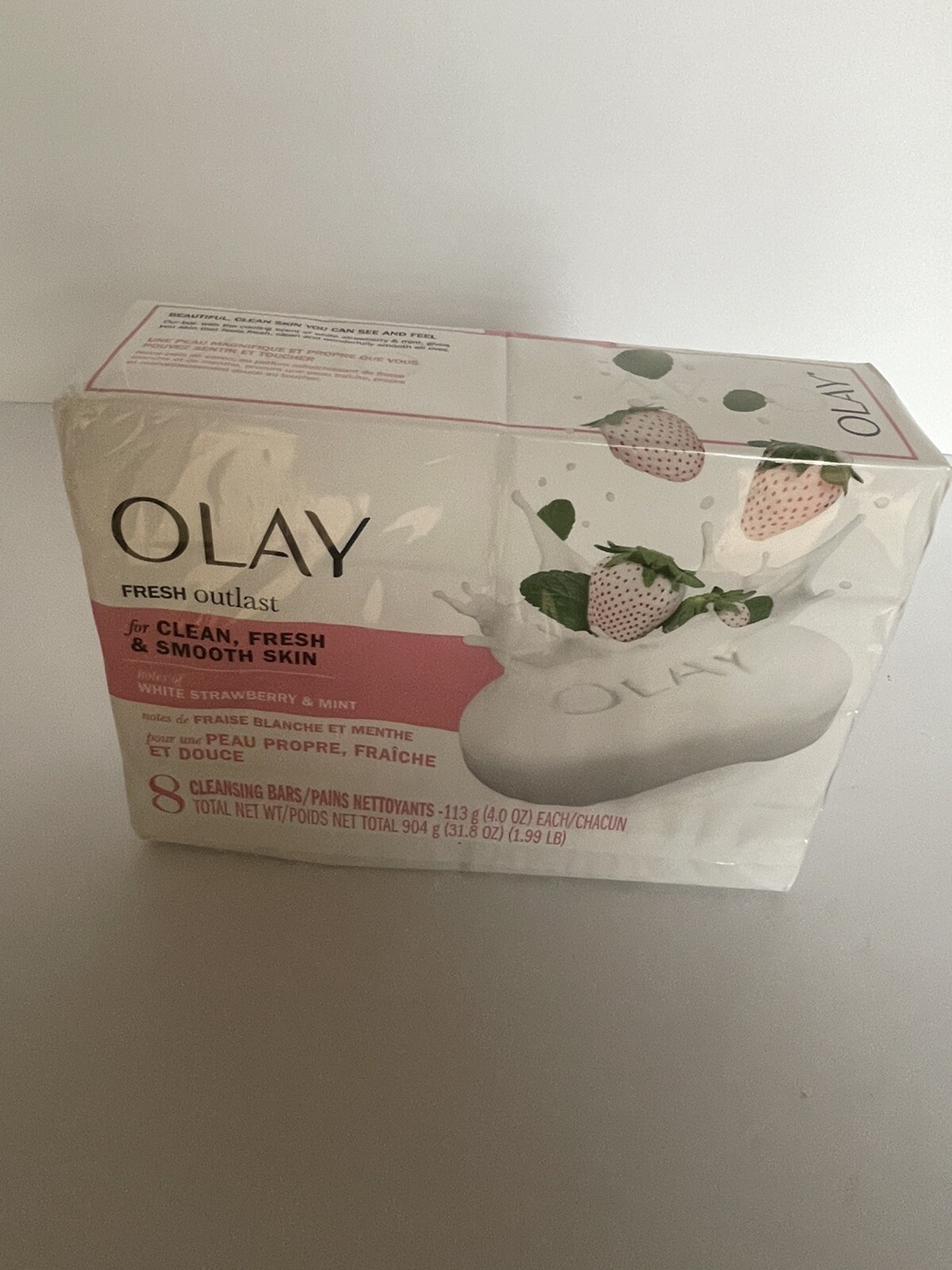 Olay Fresh Outlast Clean Fresh Smooth Skin White Strawberry Mint 8 Pack Bar Soap