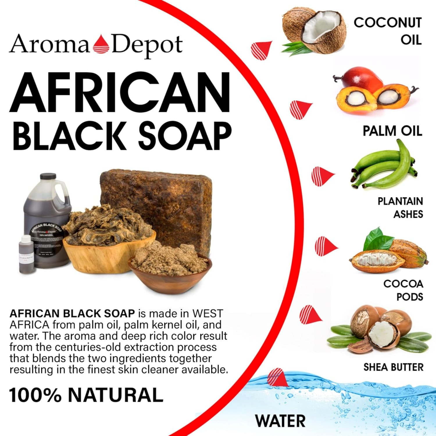 African Black Soap Paste 16 Oz 100% Natural Raw Soap for Acne, Eczema, Psoriasis