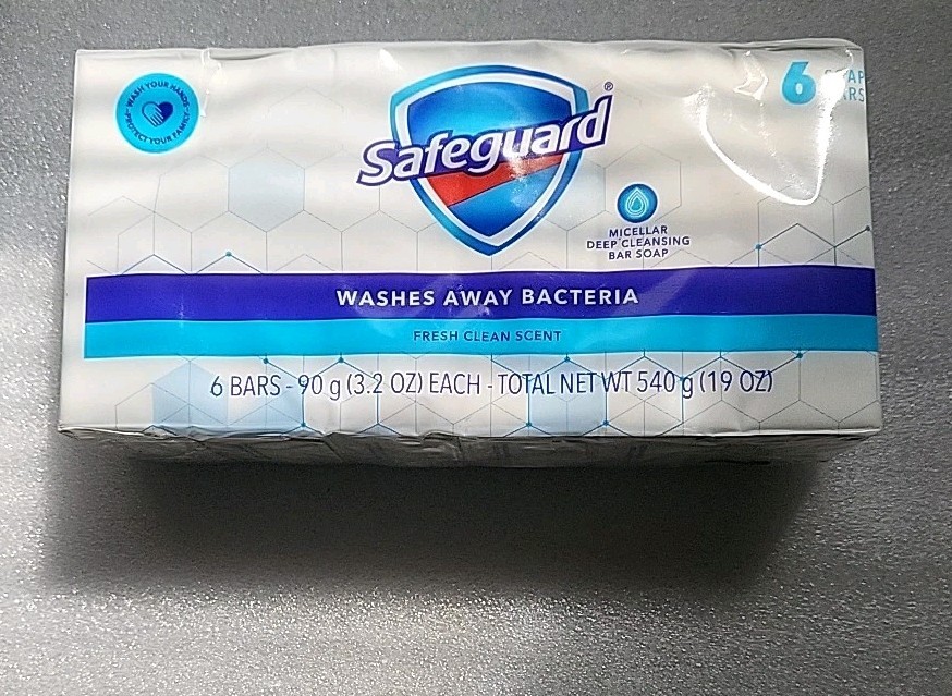 6-PK Safeguard Antibacterial Soap Bars 3.2oz Washes Away Bacteria ~ Sealed