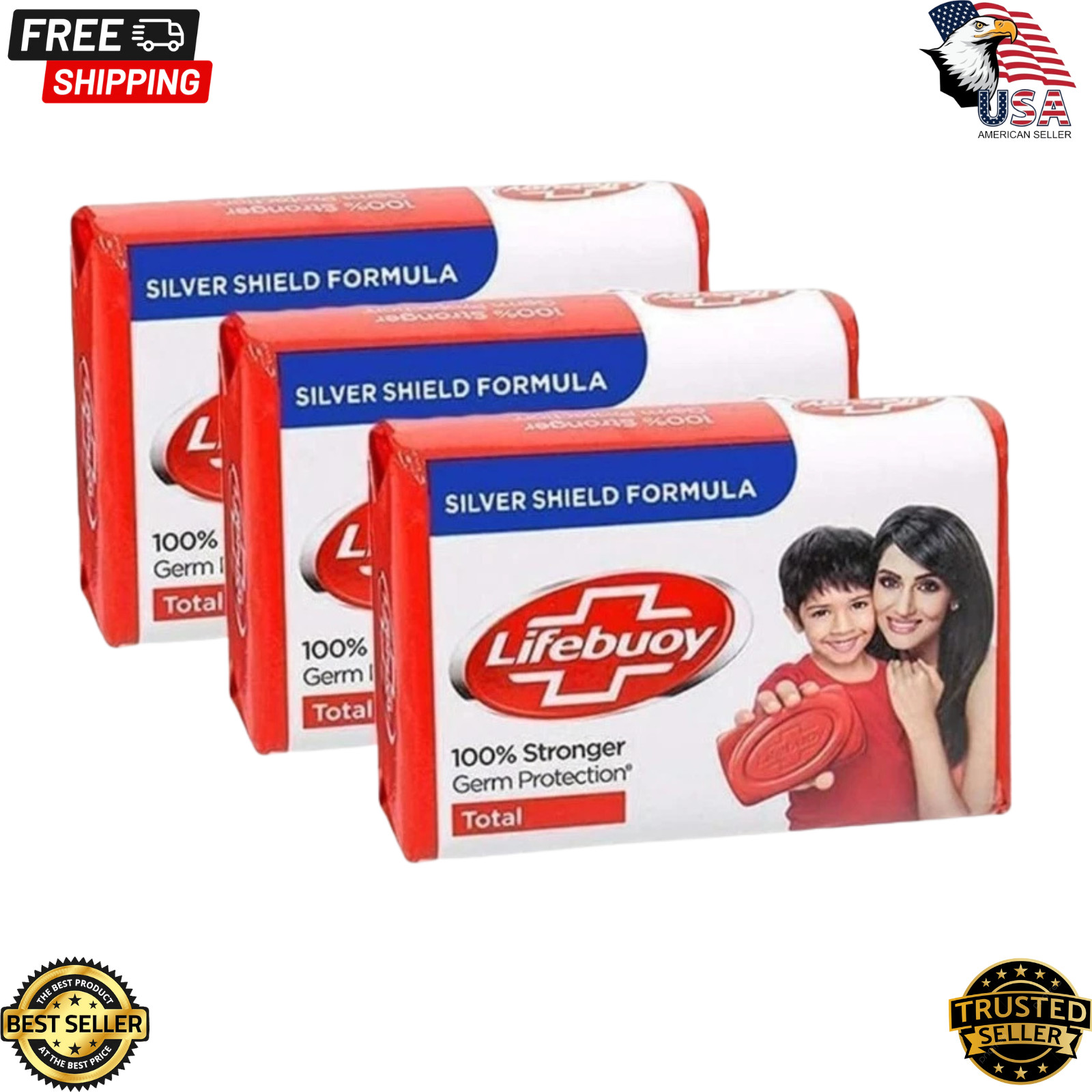 Lifebuoy Total Soap Bar 125g x12 Packs | Antibacterial Bath Soap | Free Shipping