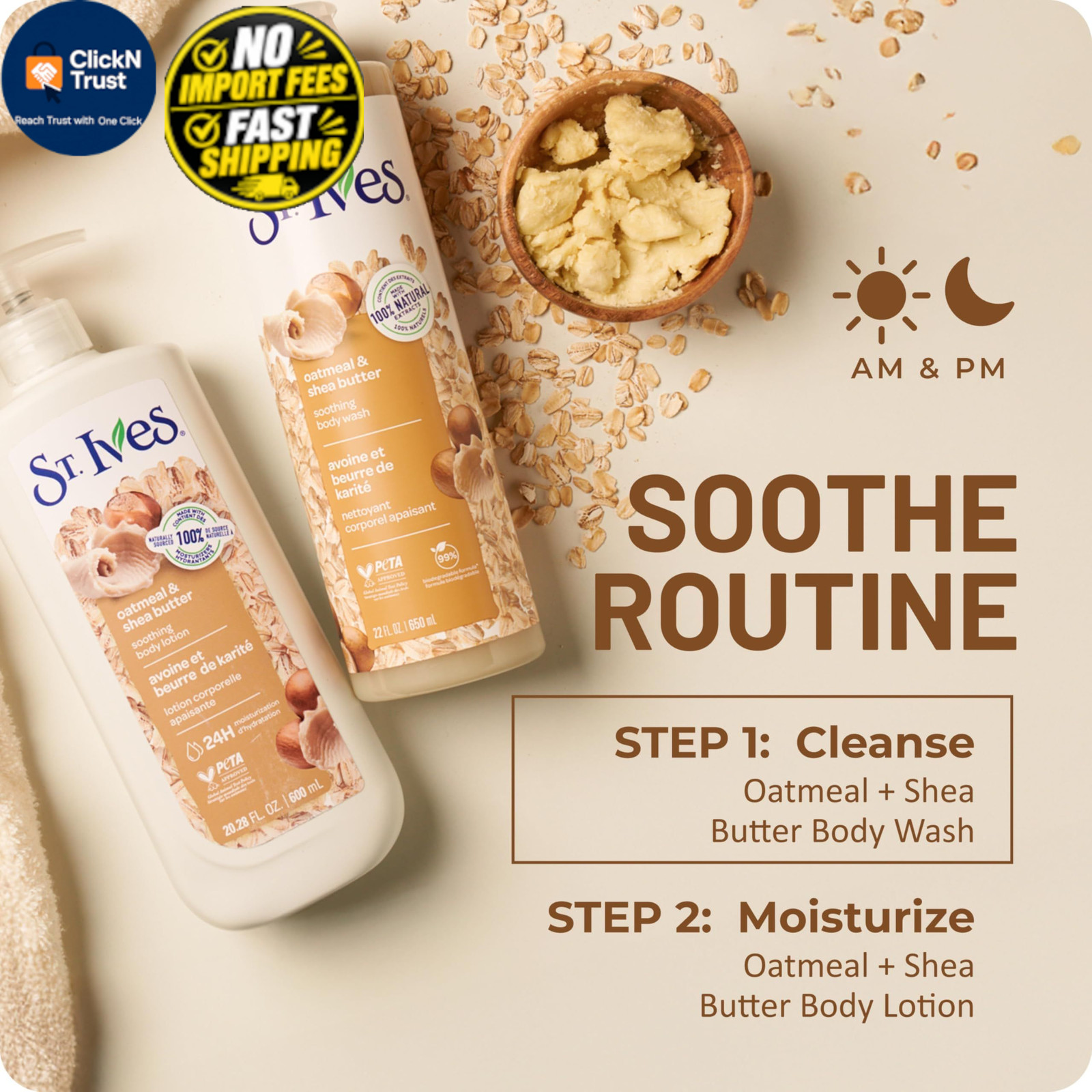 St. Ives Oatmeal & Shea Butter Body Wash | 22 Fl Oz (Pack of 1), No Color