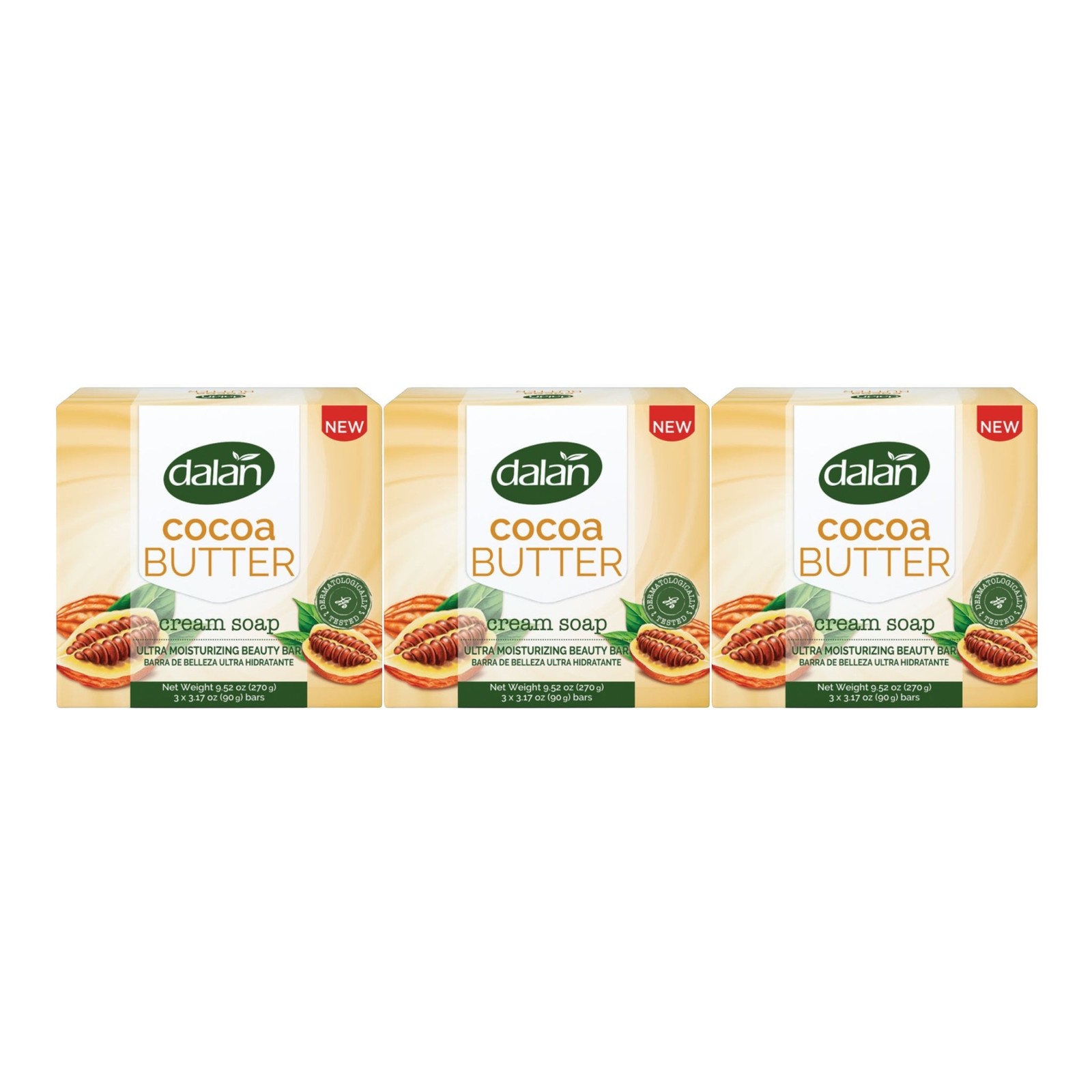 Dalan Cocoa Butter Cream Soap Bar, 9 Bars x 3.17oz Each