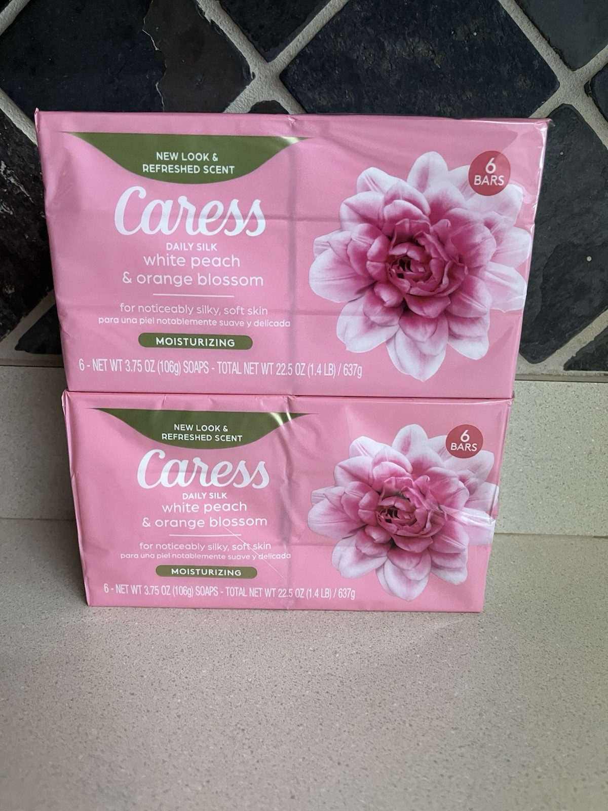 Caress Silk White Peach & Silky Orange Blossom 12 Bars 3.75 oz Each