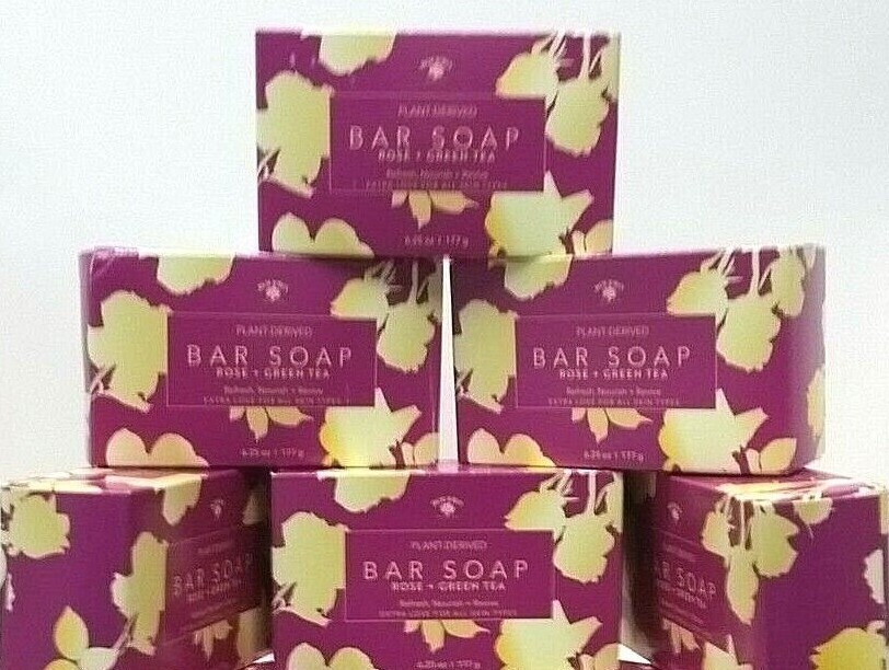 LOT 6 x Large Bolero Plant Derived ROSE + GREEN TEA Bar Soap Bath 6.25oz Revive