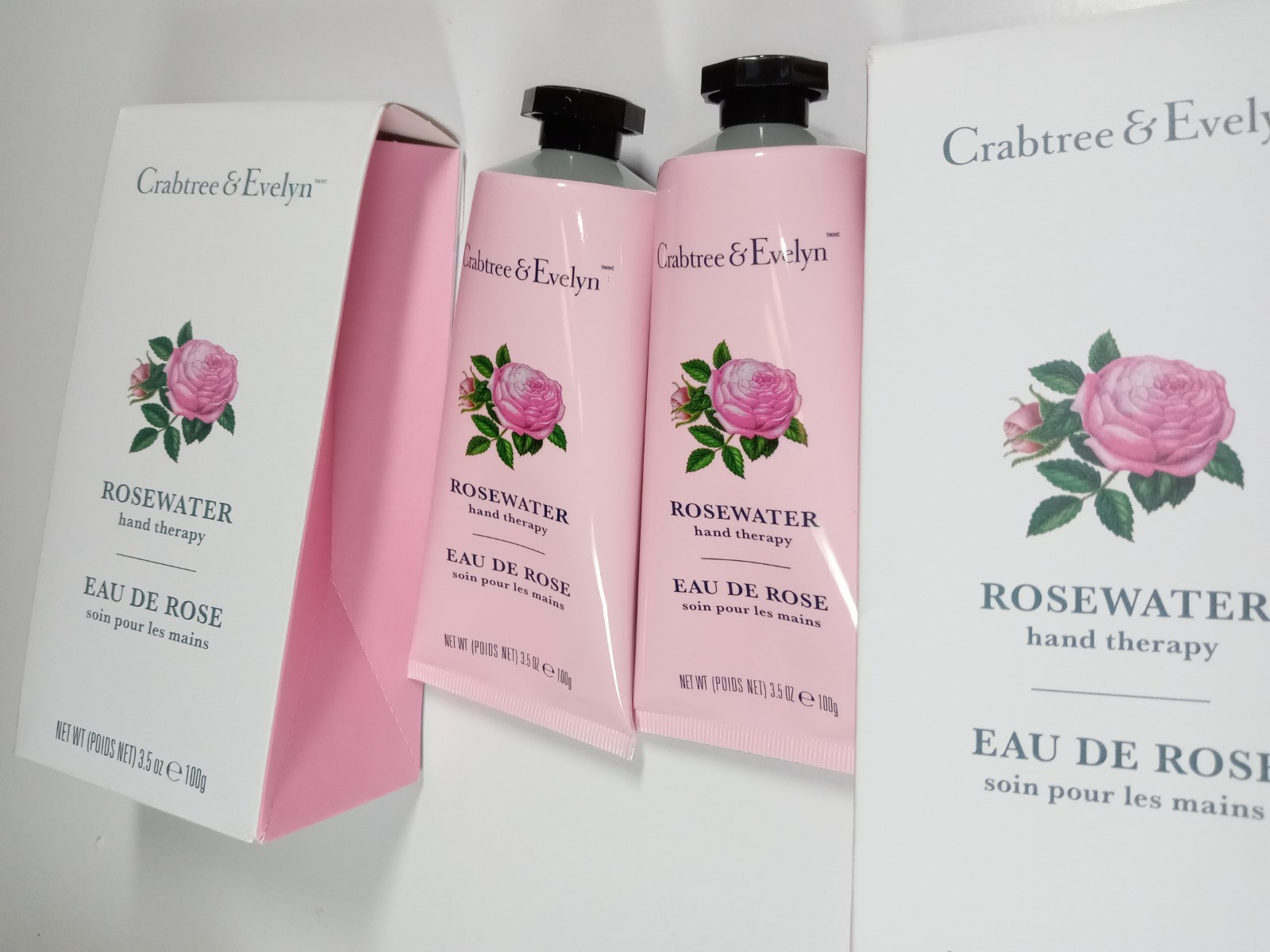 Crabtree & Evelyn Lot of 2 Rosewater Hand Therapy 2x100g/3.5oz NIB