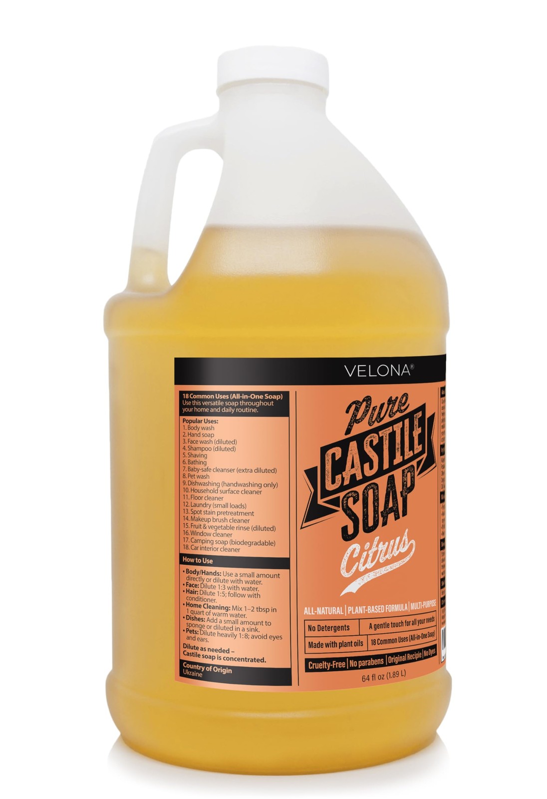 Pure Castile Soap – 64 Fl oz | Mild & Gentle | , Hand, Hair, Body Wash, Laund…