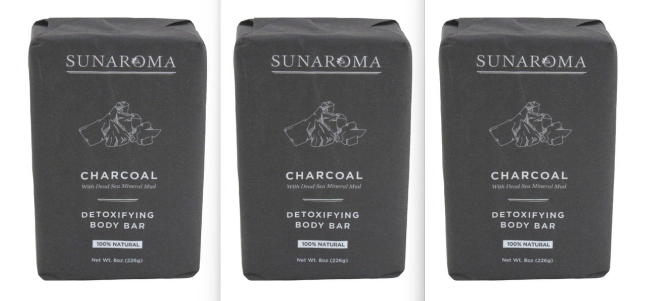 Sunaroma Soap Bar Charcoal Dead Sea Mineral Mud 8oz (Pack of 3)