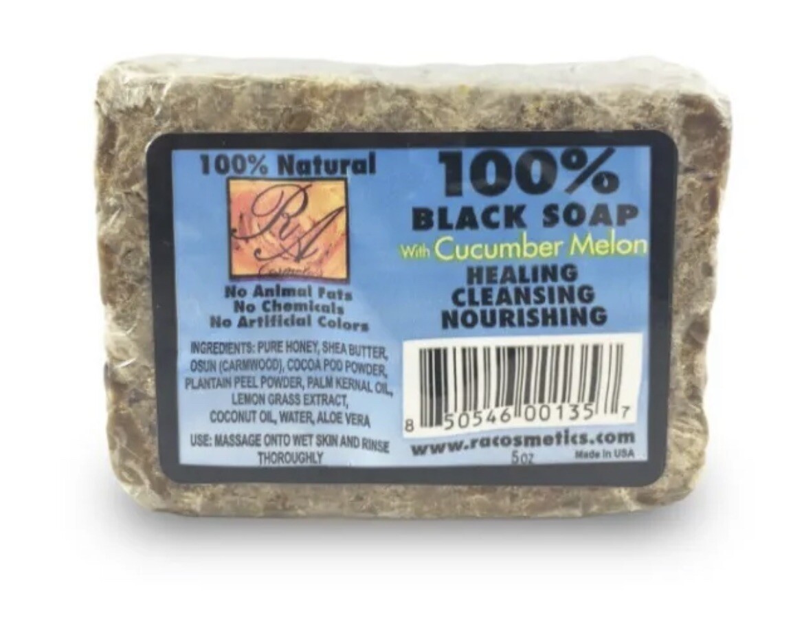 RA Cosmetics 100% Natural Black Soap Heals Nourishes Cleans Face Body Hair 5oz