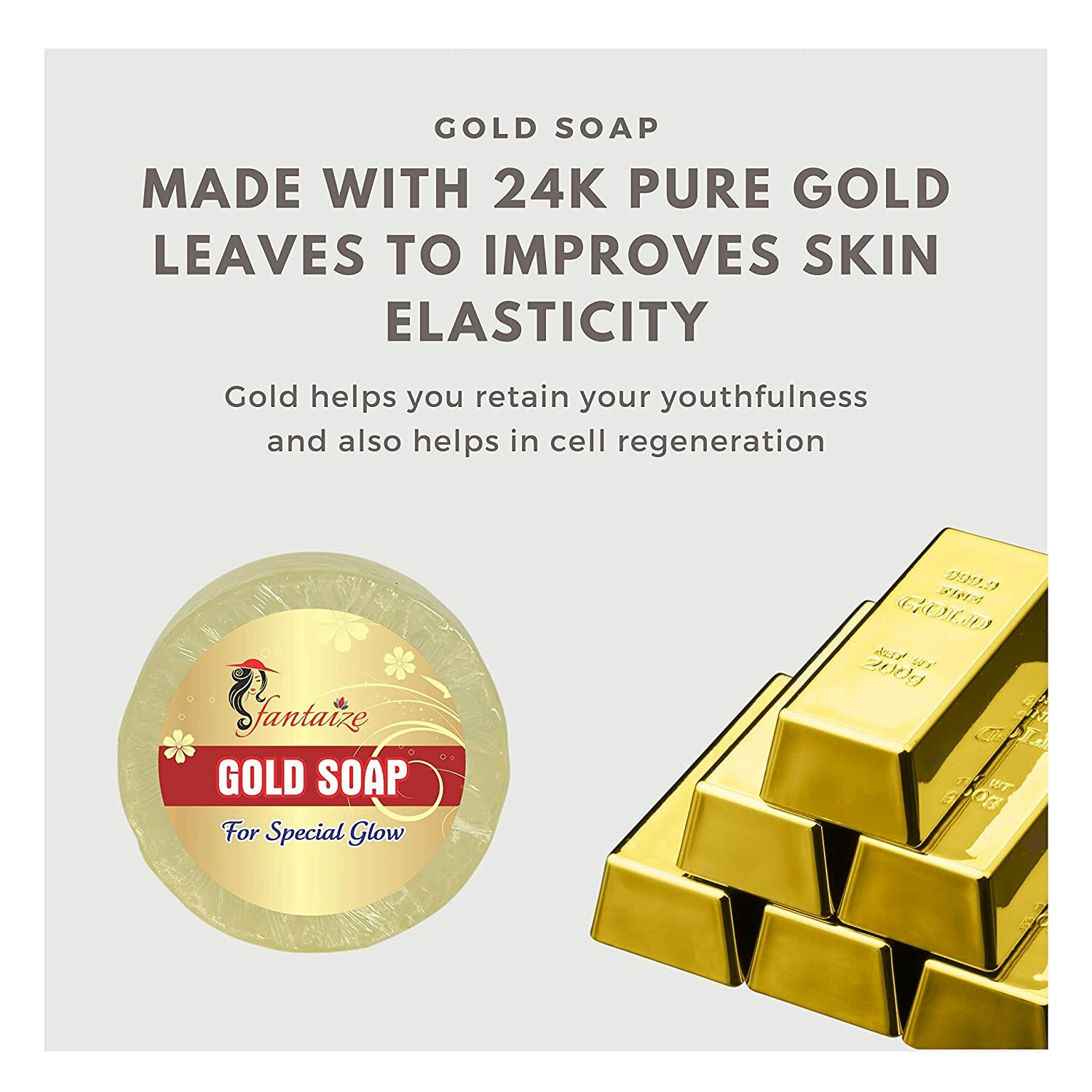 Fantaize – Handcrafted Gold Bathing Soap – Pack of 1 (100 Grams)