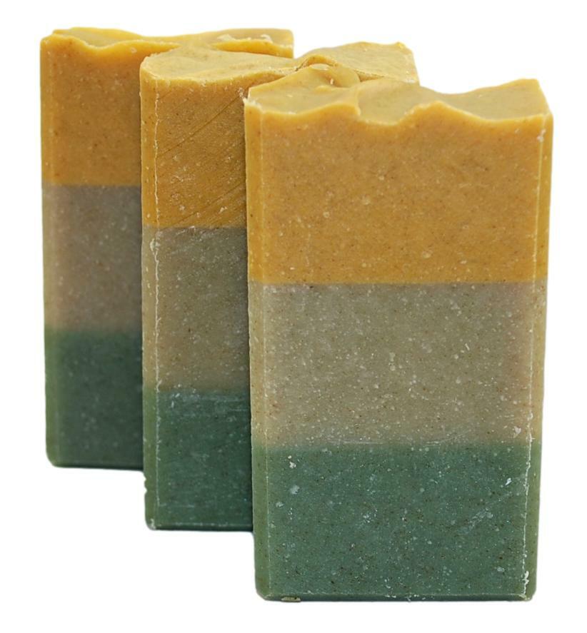 Tea tree, French green clay, and Colloidal oatmeal. Handcrafted bar soap.