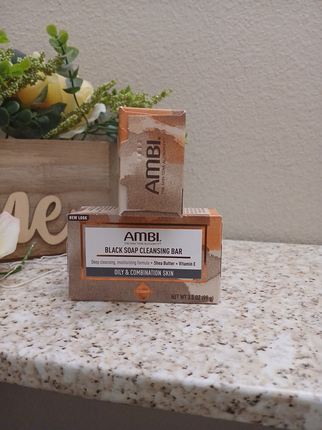 Pack of 2) .AMBI Skin Care Soap Black soap With Shea Batter 3.5 oz FREE SHIPPING