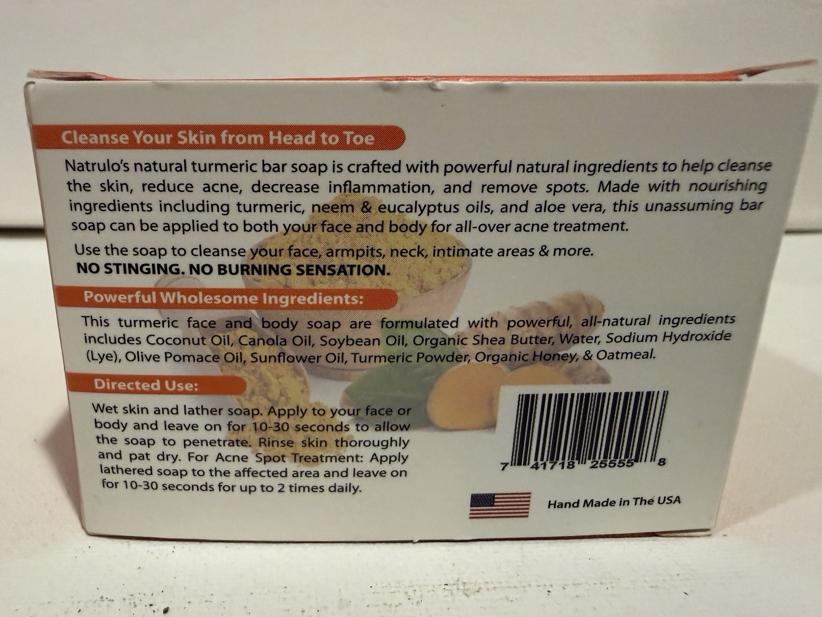 Natrulo Turmeric Soap Bar, All Natural, Brightening, Scented, 2 Pack 5oz