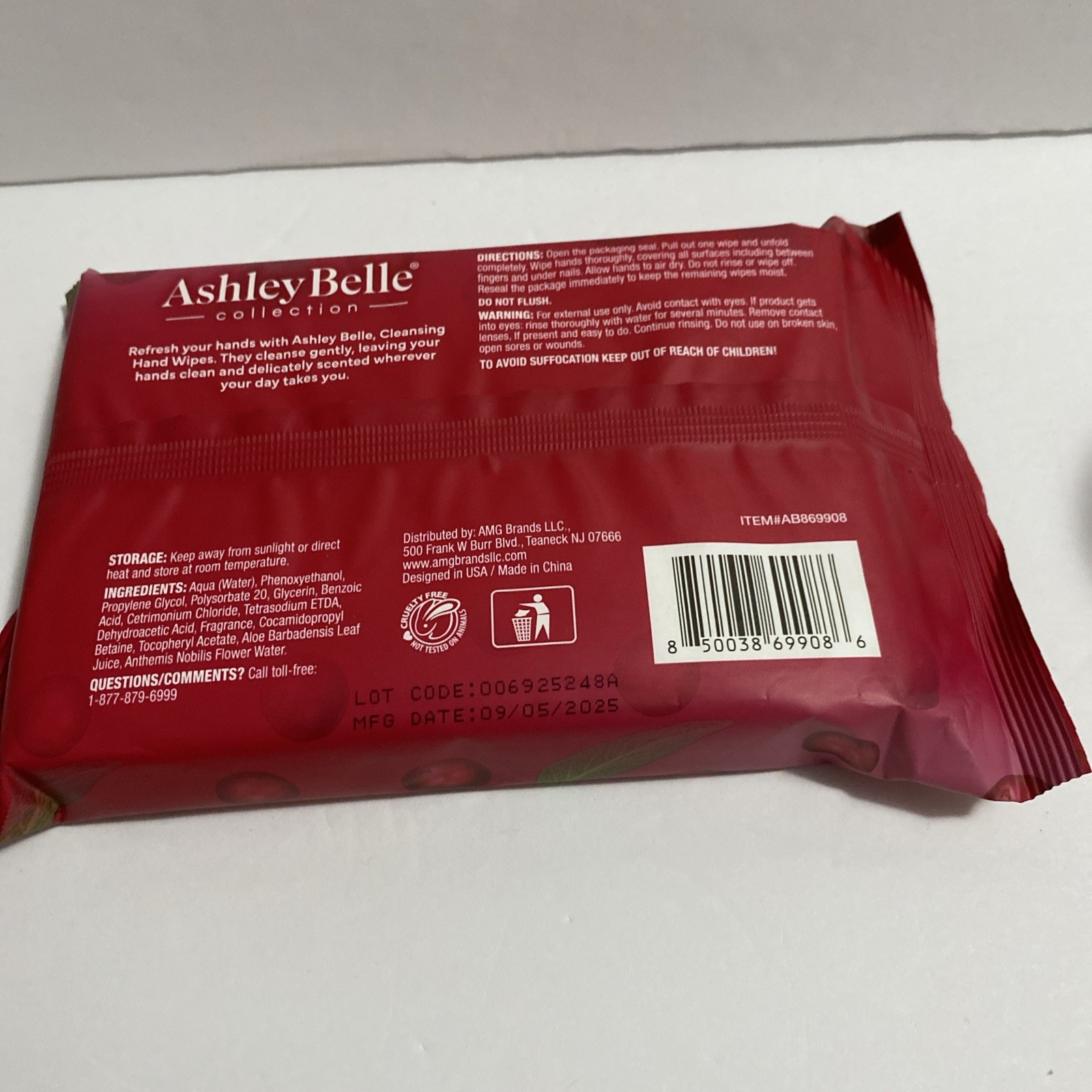 Ashley Belle Hand Wipes Cranberry Sage 30 Pcs