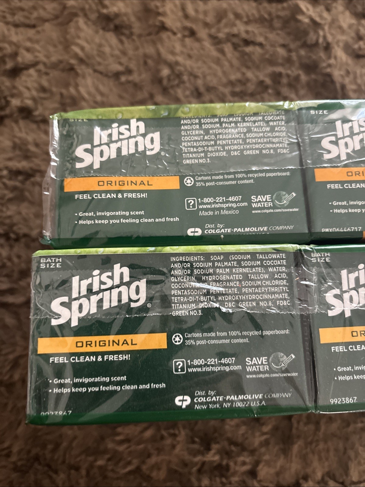 12 Irish Spring Original Clean Bar Soap 3.7 oz Each – No Flaxseed or Linseed Oil