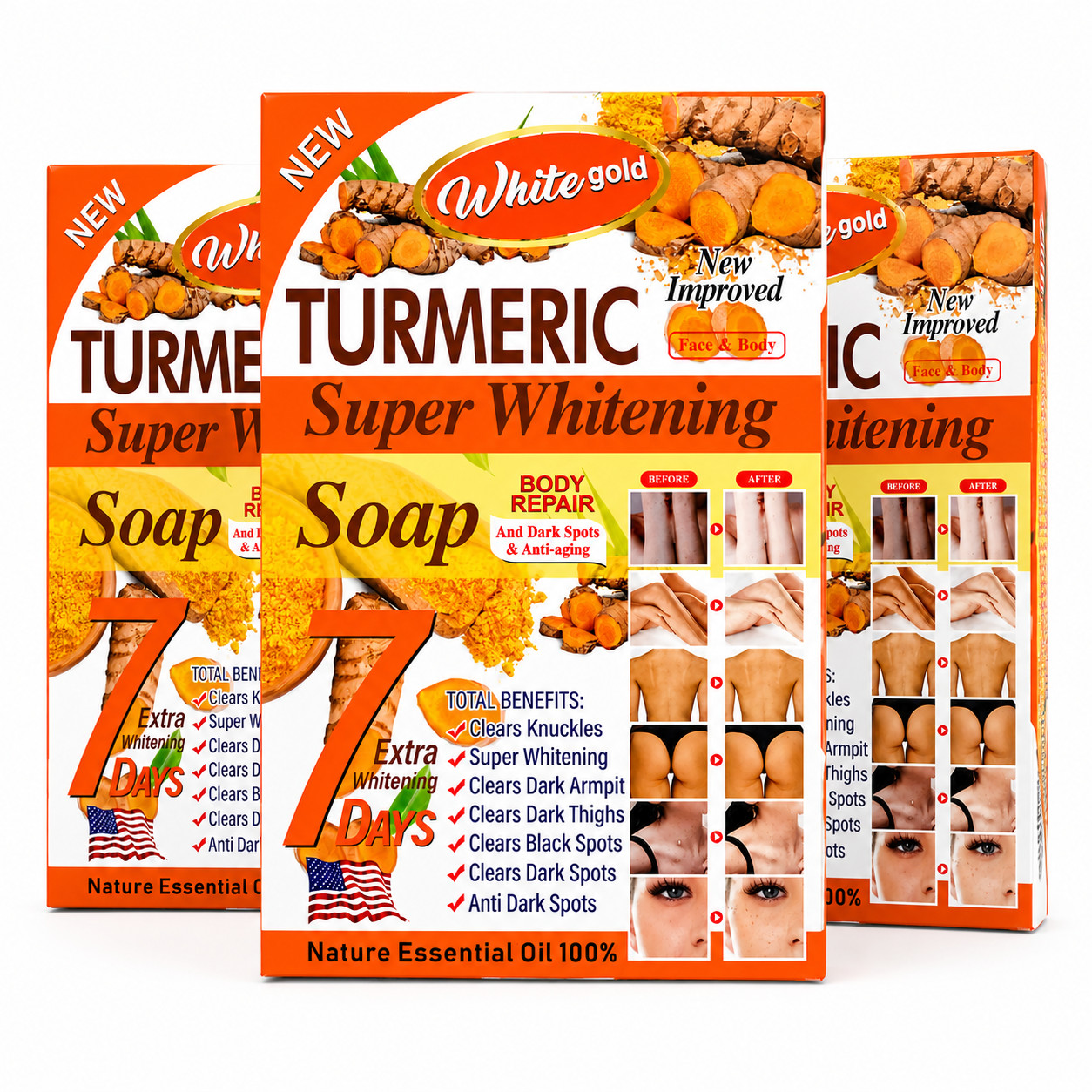 White Gold Turmeric Soap 4.5 oz Bar Soap For Face & Body Daily Cleansing – 1 Bar