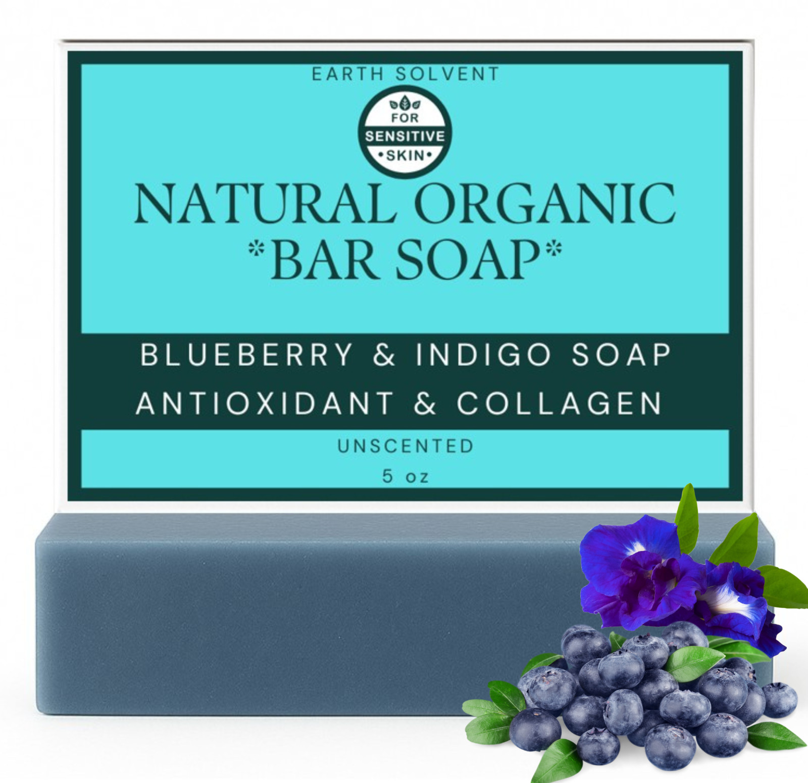 Earth Solvent Natural Organic Handmade Soap For Face & Body Mild Soap Bar 5oz