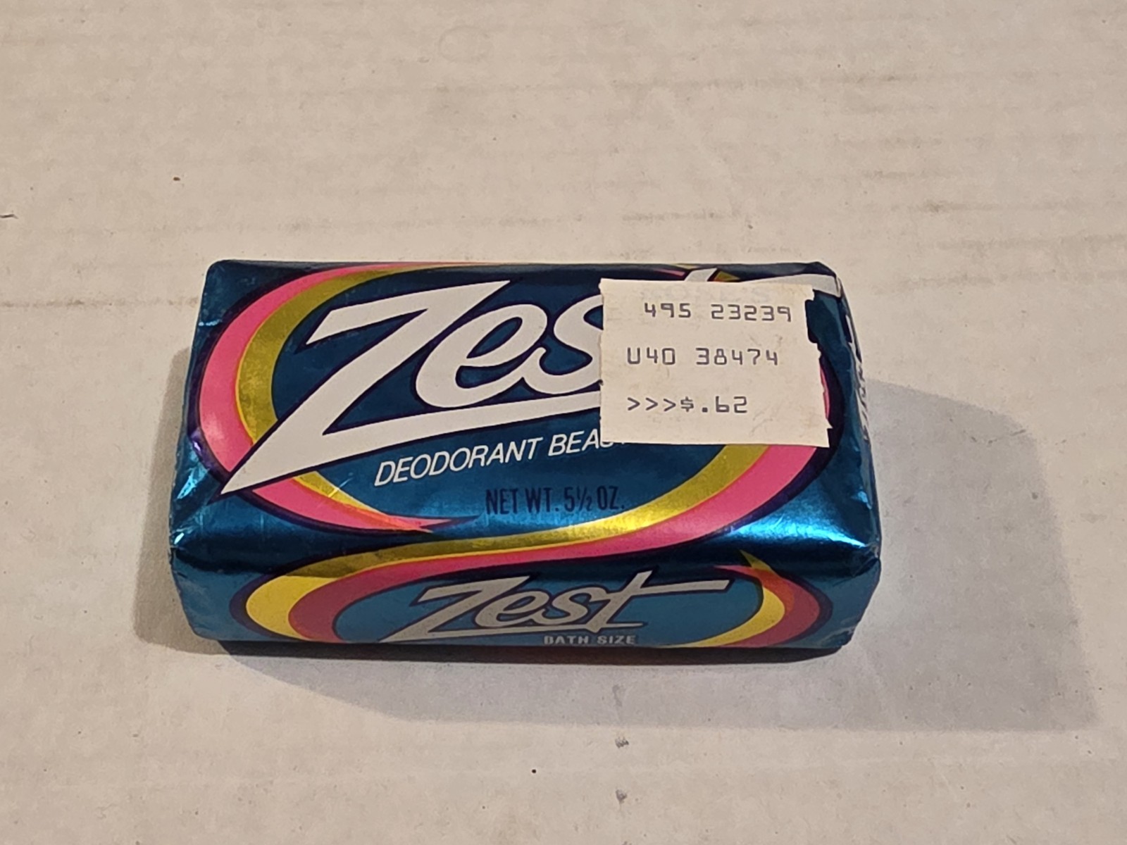 Vintage 80s Aqua ZEST Deodorant Beauty Bar 3.75 oz Soap New Metallic Wrap
