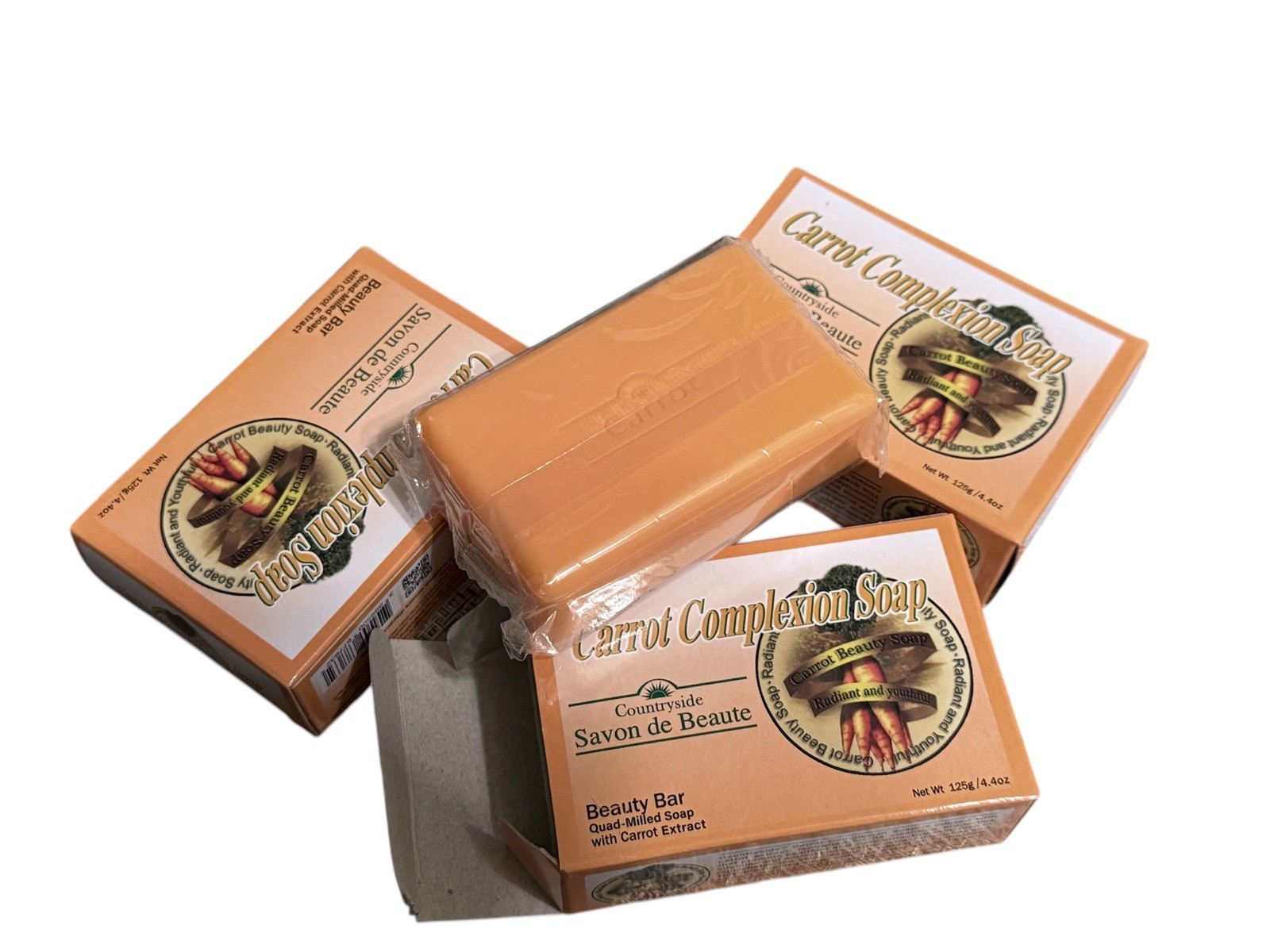 CARROT COMPLEXION SOAP BEAUTY BAR WITH CARROT OIL 125g (each) – 12-BARS