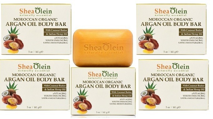 6 Pack Shea Olein -Moroccan Organic Argan Oil Body Bar – Soap 5 OZ