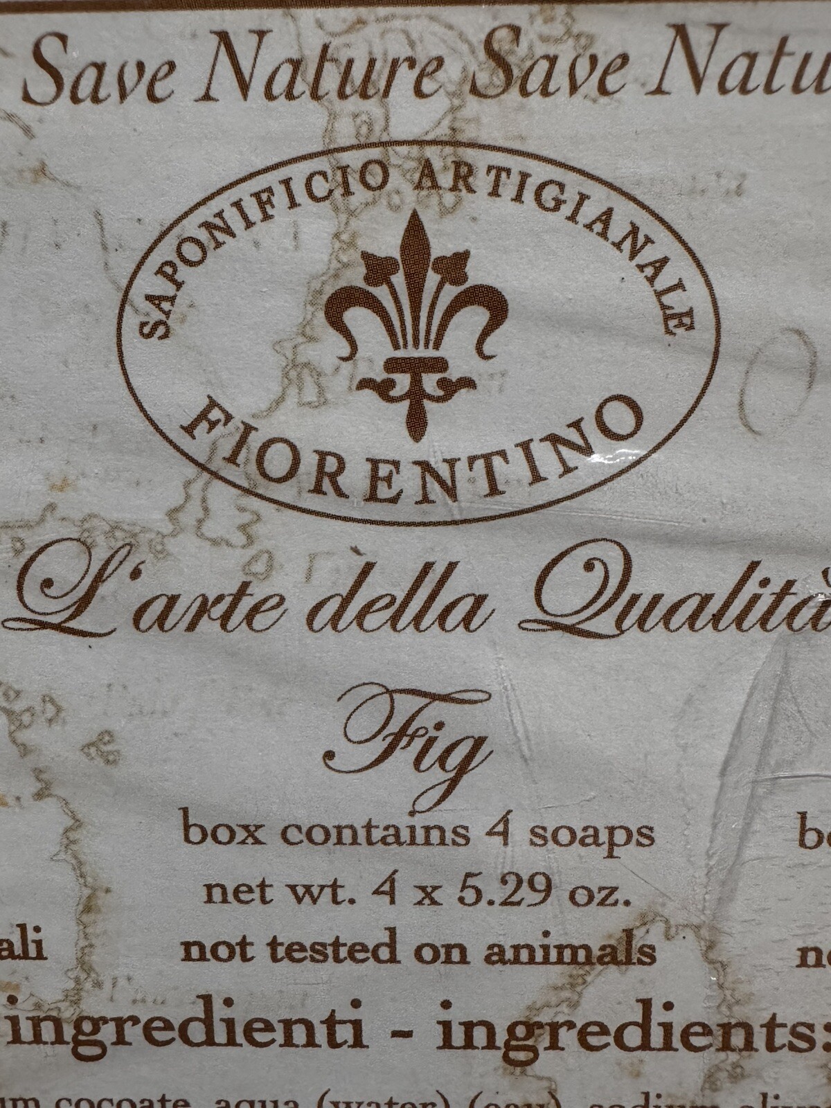 Saponificio Artigianale Fiorentino Fig Scented Soap 4 x 5.29 oz Bars In Gift Box