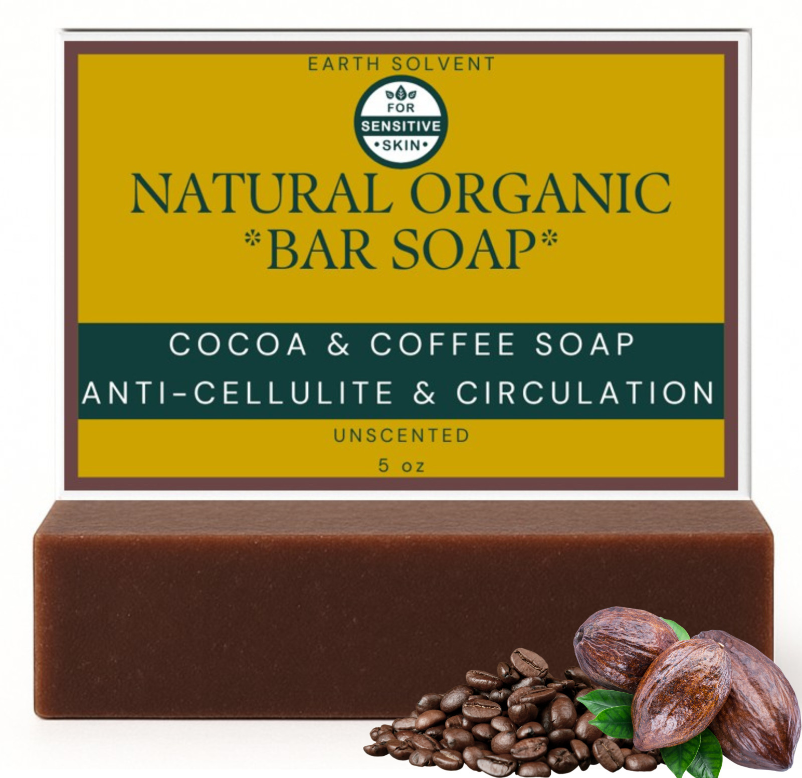 Earth Solvent Natural Organic Handmade Soap For Face & Body Mild Soap Bar 5oz