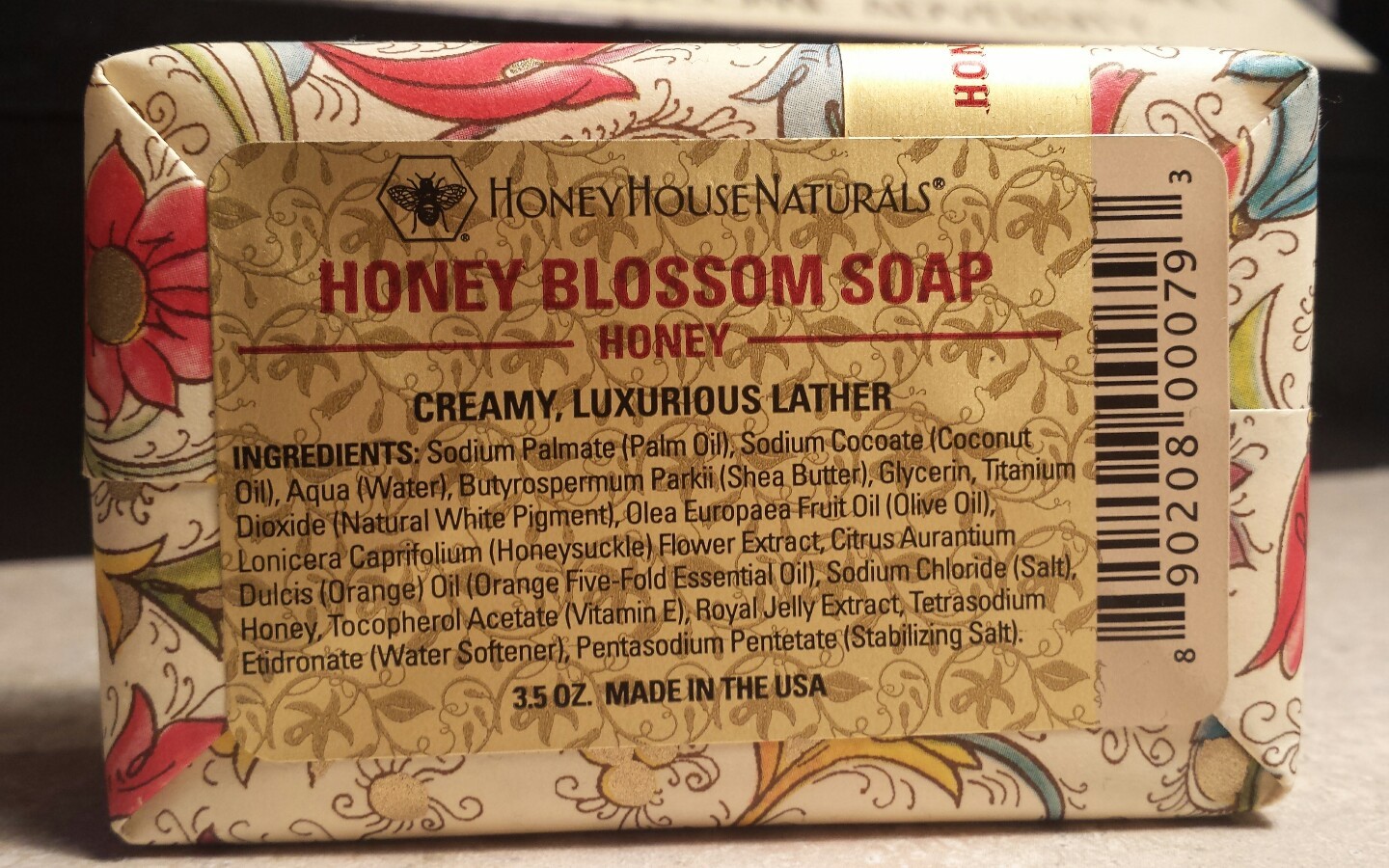 Honey House Naturals HONEY Individually Wrapped 3.5 oz. Bee Bar Soap