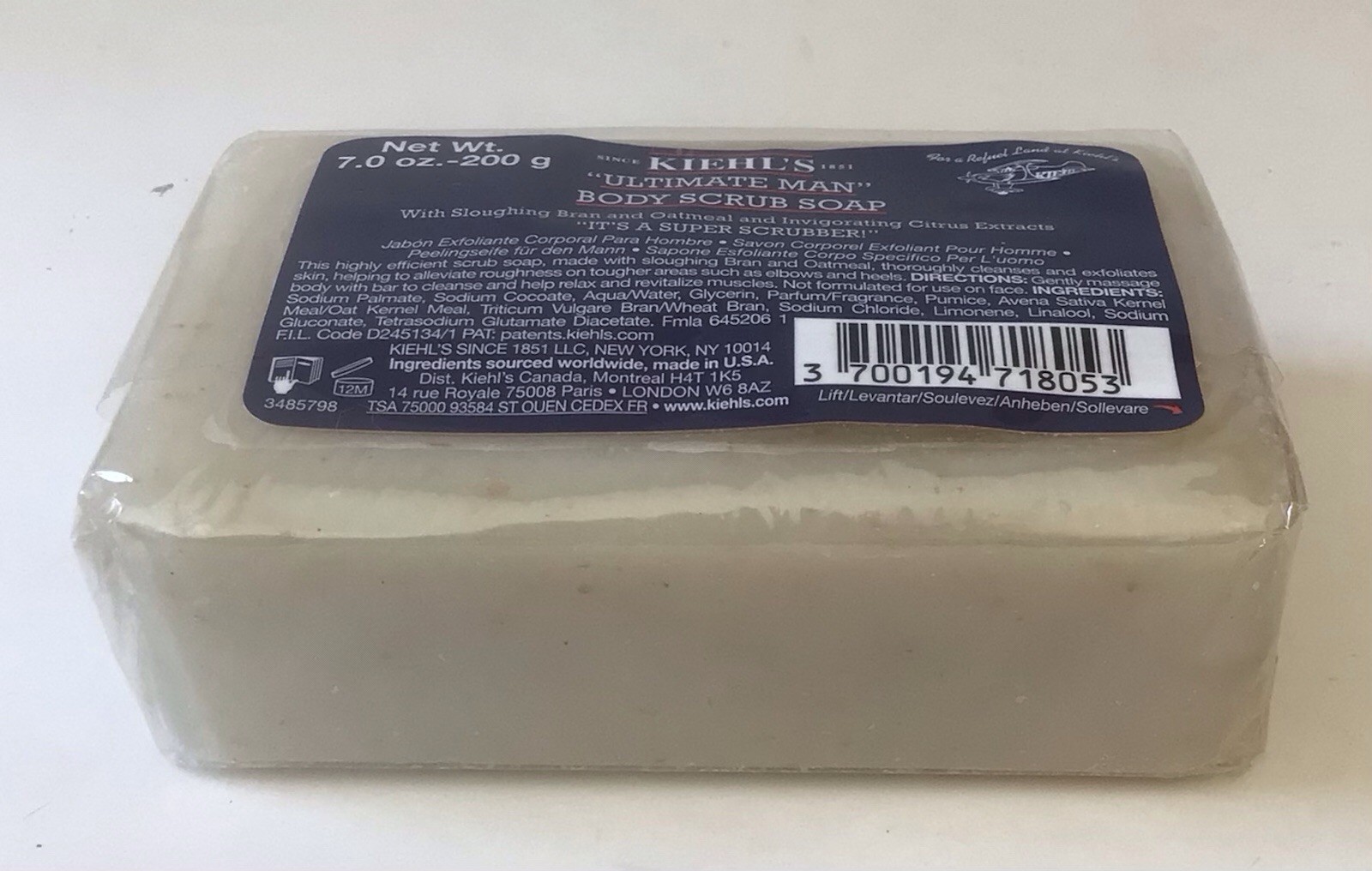 NEW KIEHL’S Ultimate Man Body Scrub Soap Bar – 7 oz (200 g)