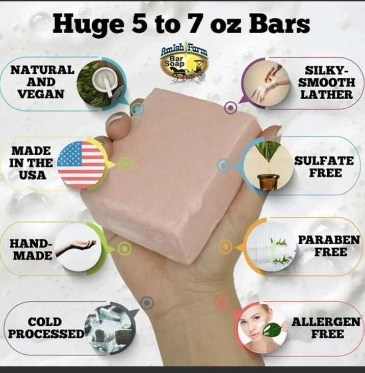 NEW – Amish Farms – Handmade Bar Soap – 6 pack