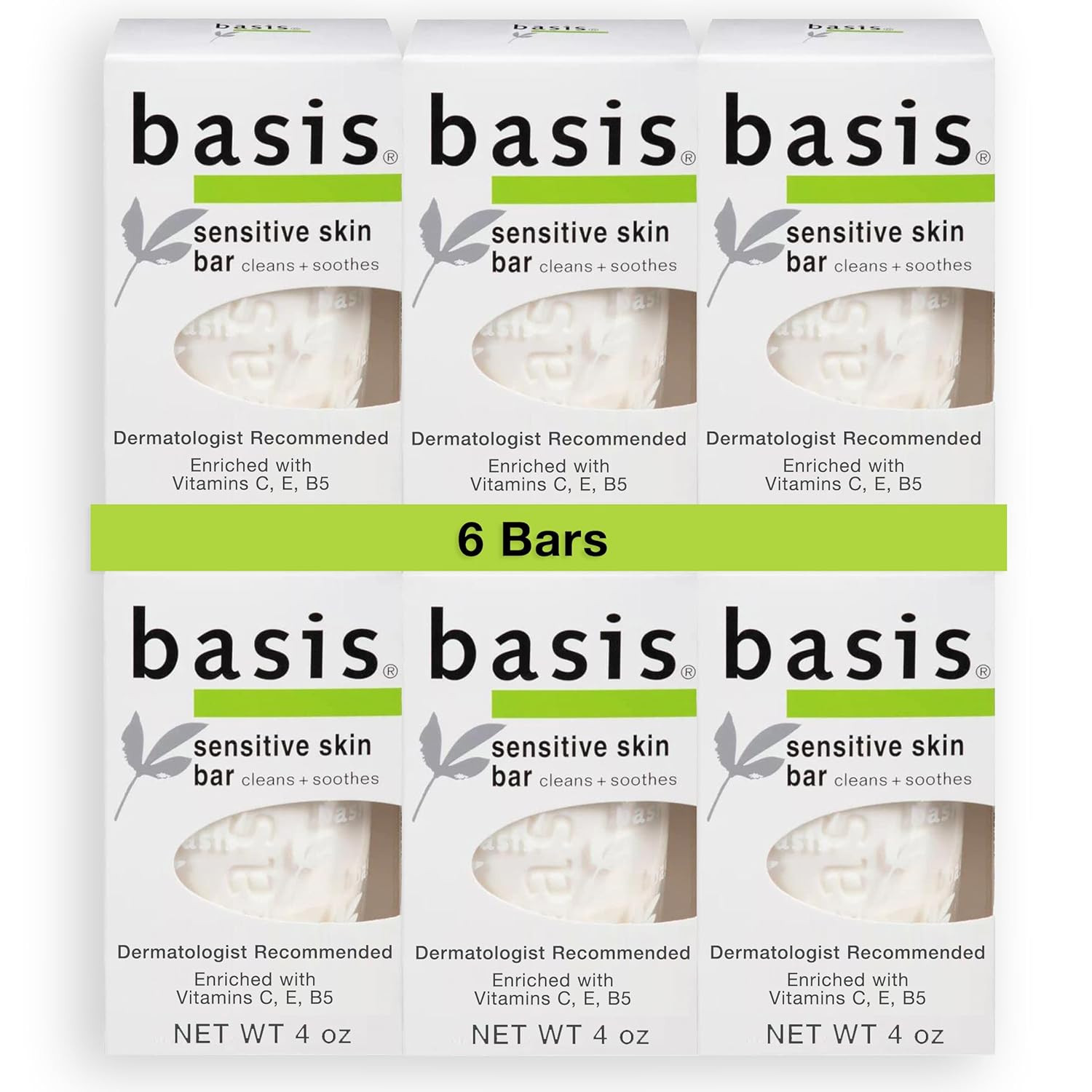 Sensitive Skin Bar Soap for Body, Hands and Face, Unscented Soap Bar for Sensiti