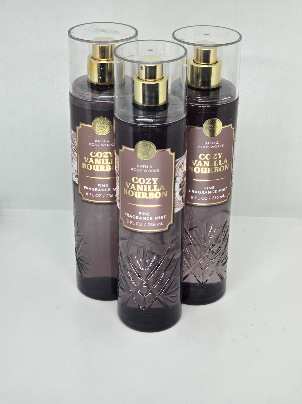 Bath Body Works Cozy Vanilla Bourbon Fine Fragrance Mist x3 – 8oz each