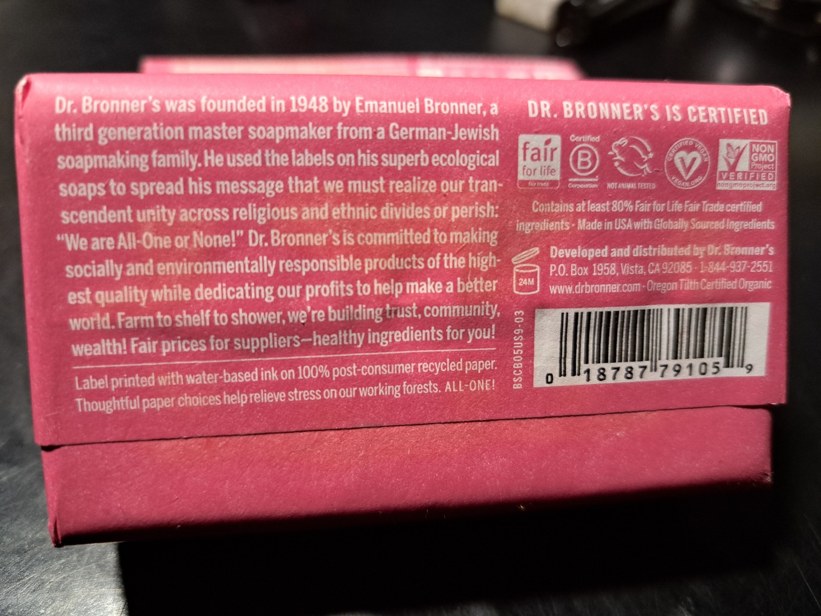 Dr Bronner’s Limited-Edition Cherry Blossom Magic Bar Soap 2 – 5oz Bars