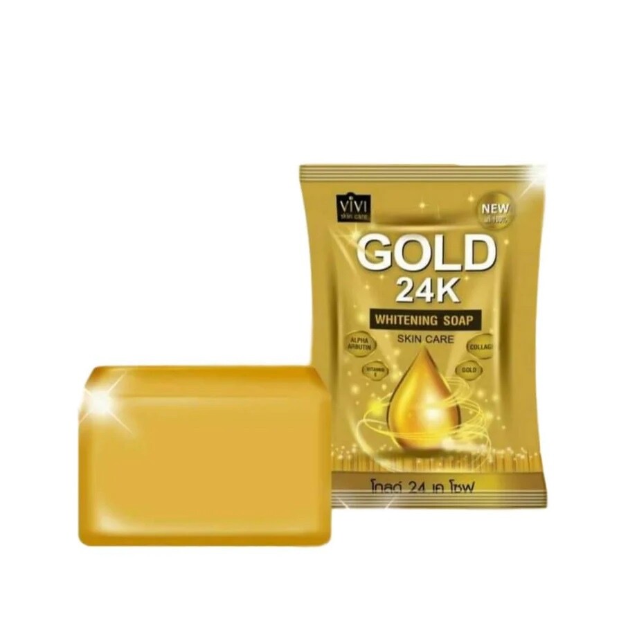 GOLD 24K whitening soap x 5 collagen, alpha arbutin, vitamin E ,Acne Darkspots