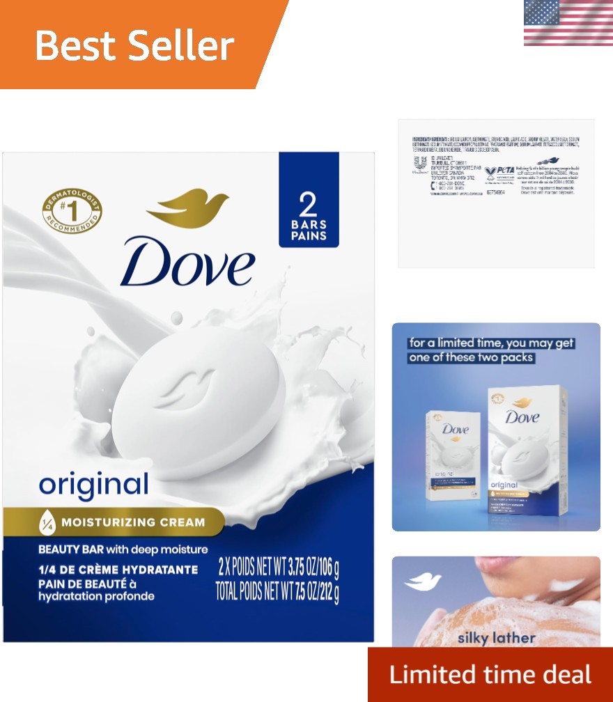 Dove Beauty Bar Soap , Pack of 24 for Soft, Smooth Skin, with 1/4 Moisturizin…