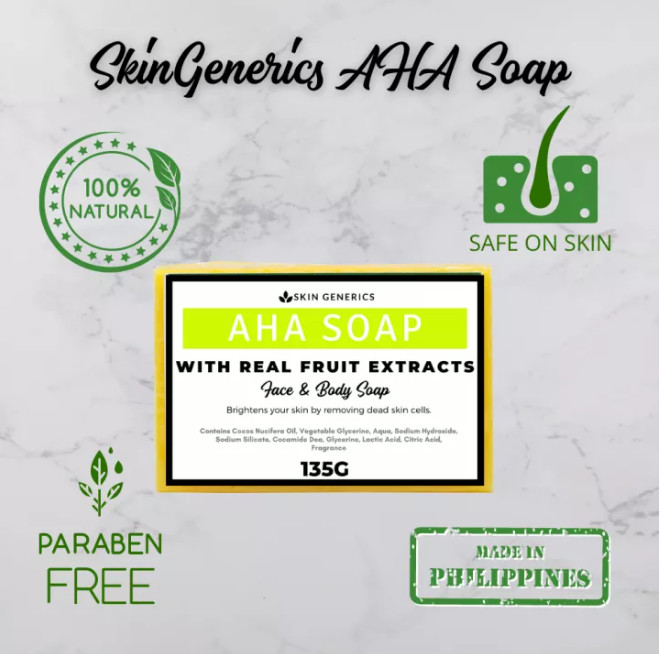 Skin Generics AHA with Real Fruit Extracts Whitening Face & Body Soap 135g