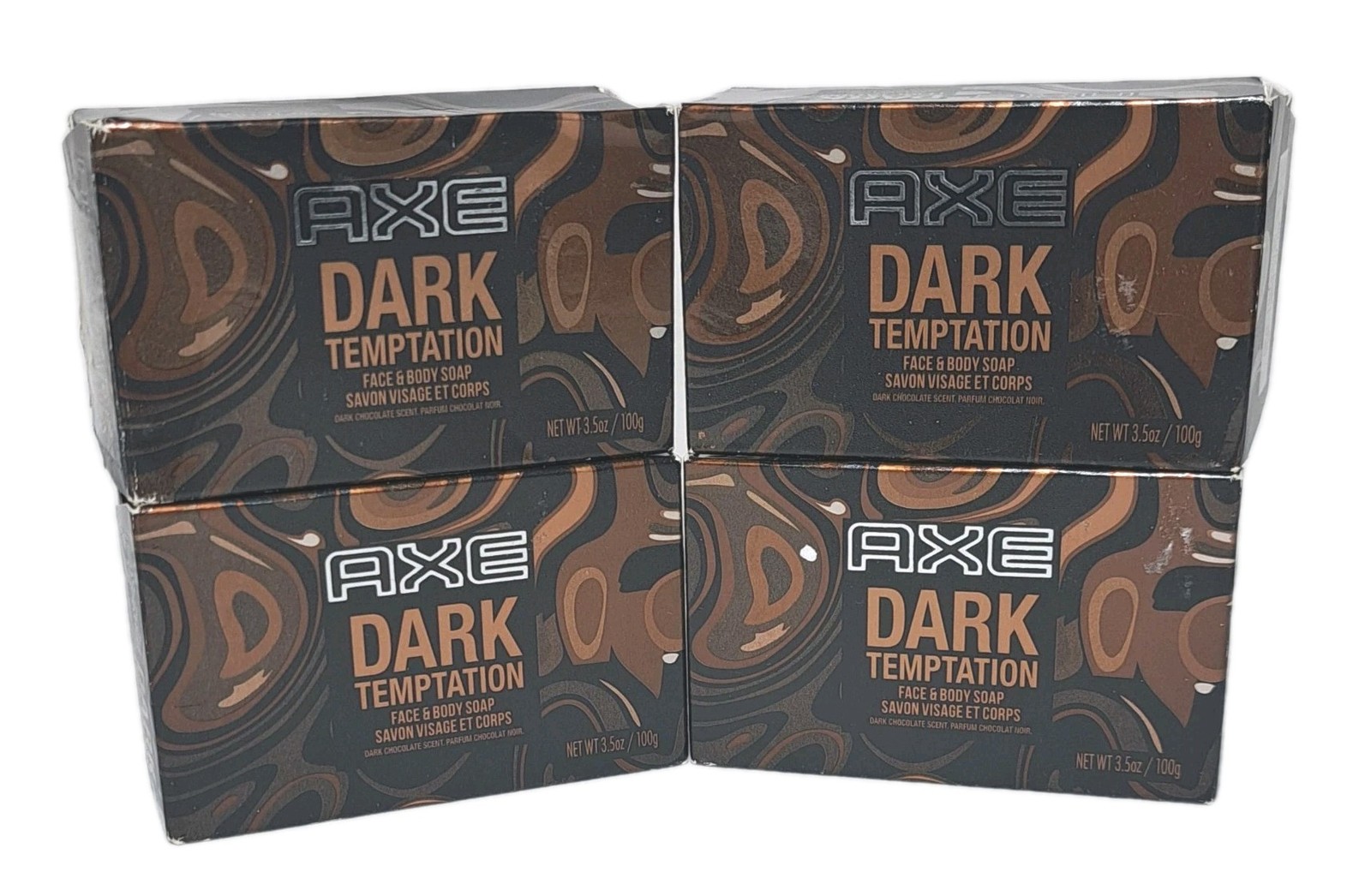 Unilever AXE DARK TEMPTATION Bar Soap 4×3.5 Oz Pack Dark Chocolate Scent NEW