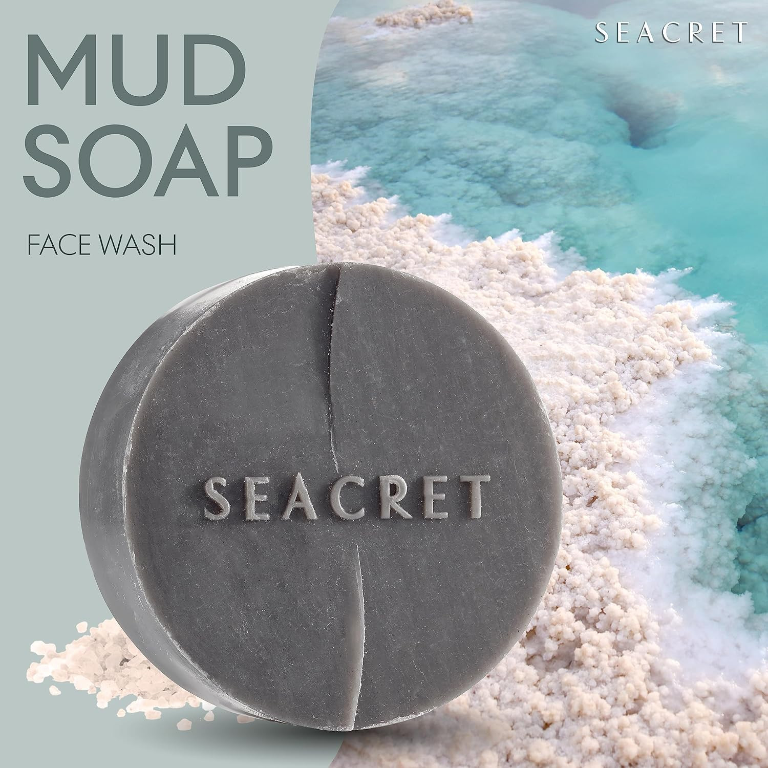 SEACRET Dead Sea Mud Soap Bar – Deep Pore Purifying & Refining Facial Cleanser w