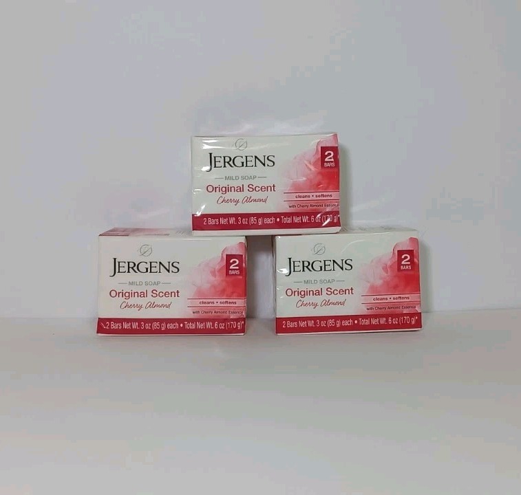 Jergens Cherry Almond Mild Soap Original Scent 6 Bars (3 Packs x 2) Rare HTF 3oz