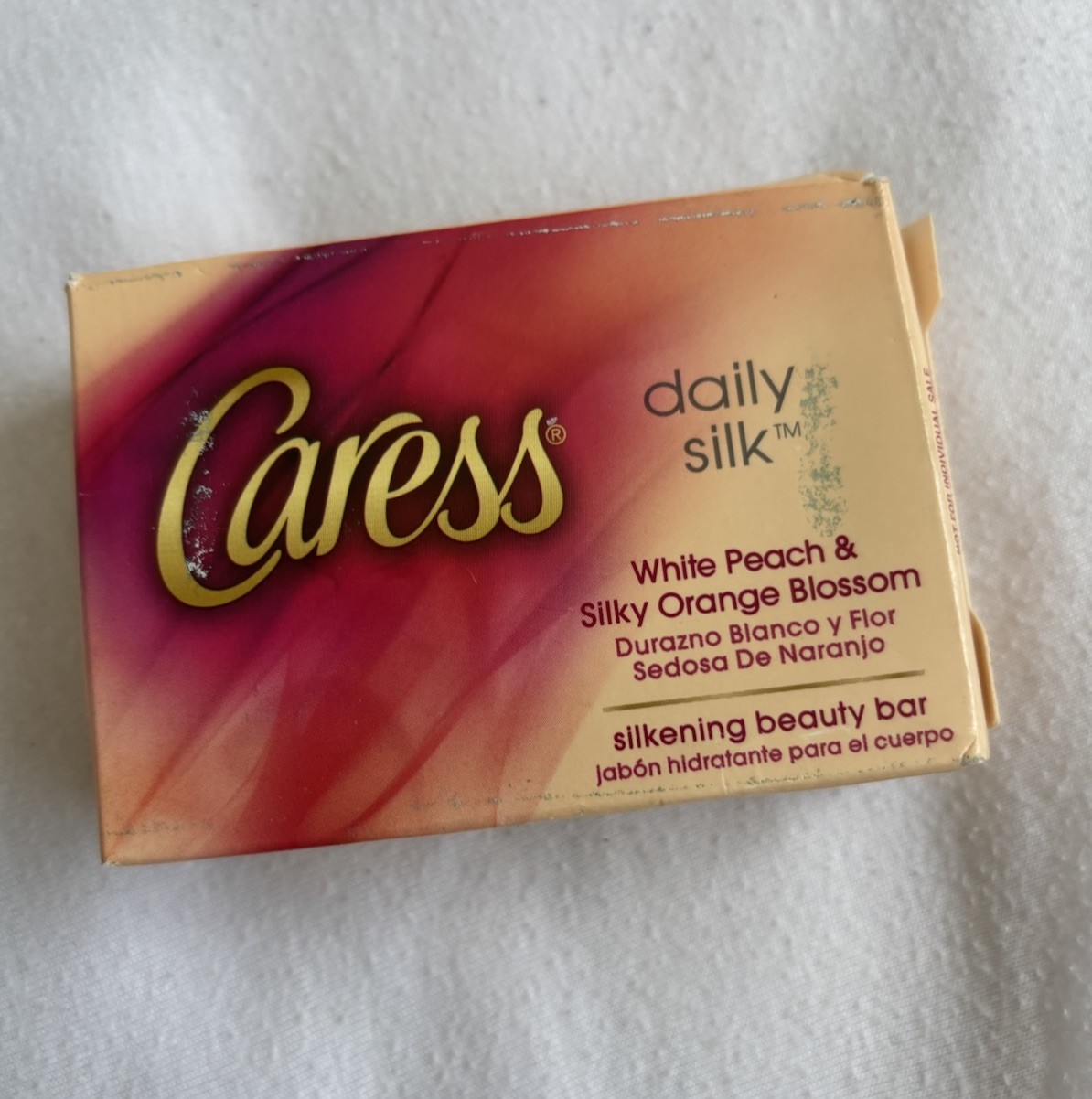 Caress Beauty Bar Soap Daily Silk White Peach Orange Blossom 4 oz Silkening