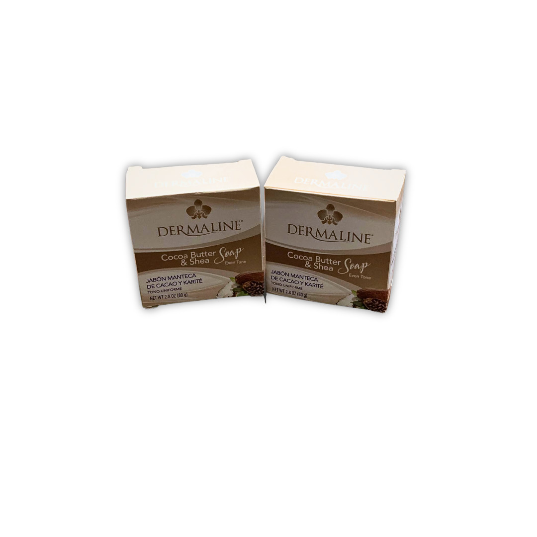Dermaline Shea & Cocoa Butter Soap Bar – 2 Pack | 2.8 oz Daily Bath Use