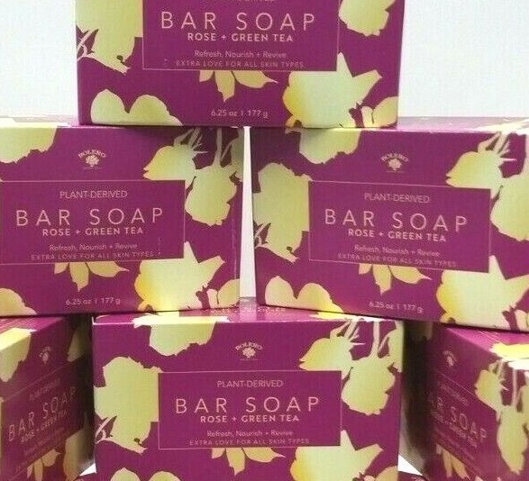 LOT 6 x Large Bolero Plant Derived ROSE + GREEN TEA Bar Soap Bath 6.25oz Revive