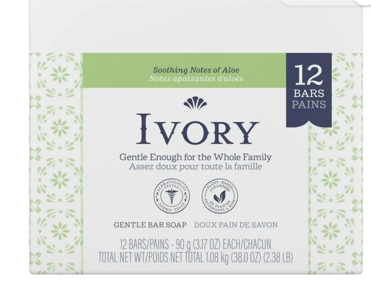 Ivory Bar Soap Original Scent for All Skin Types 12 Count 3.17 oz/ea New Package