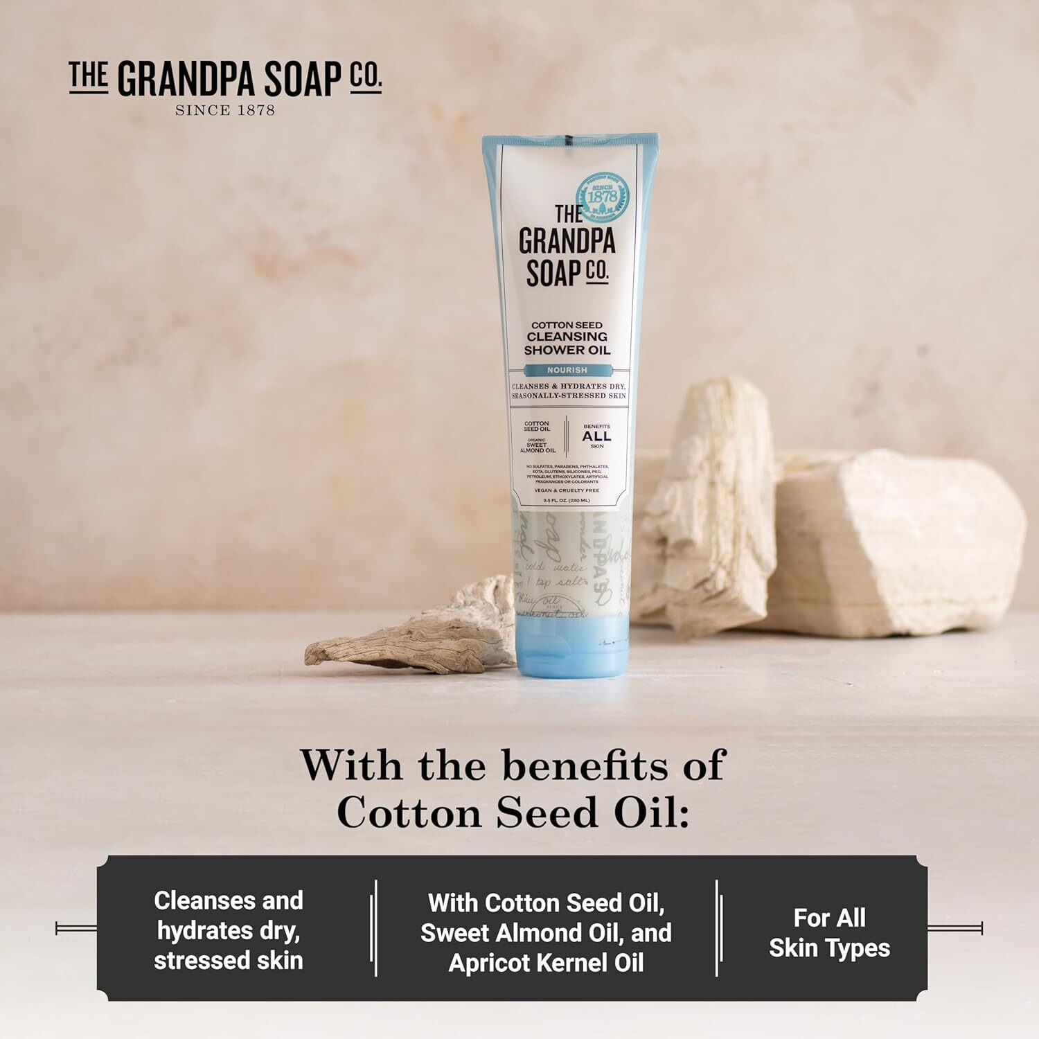 The Grandpa Soap Co. Cotton Seed Cleansing Shower Oil 9.5 Fl