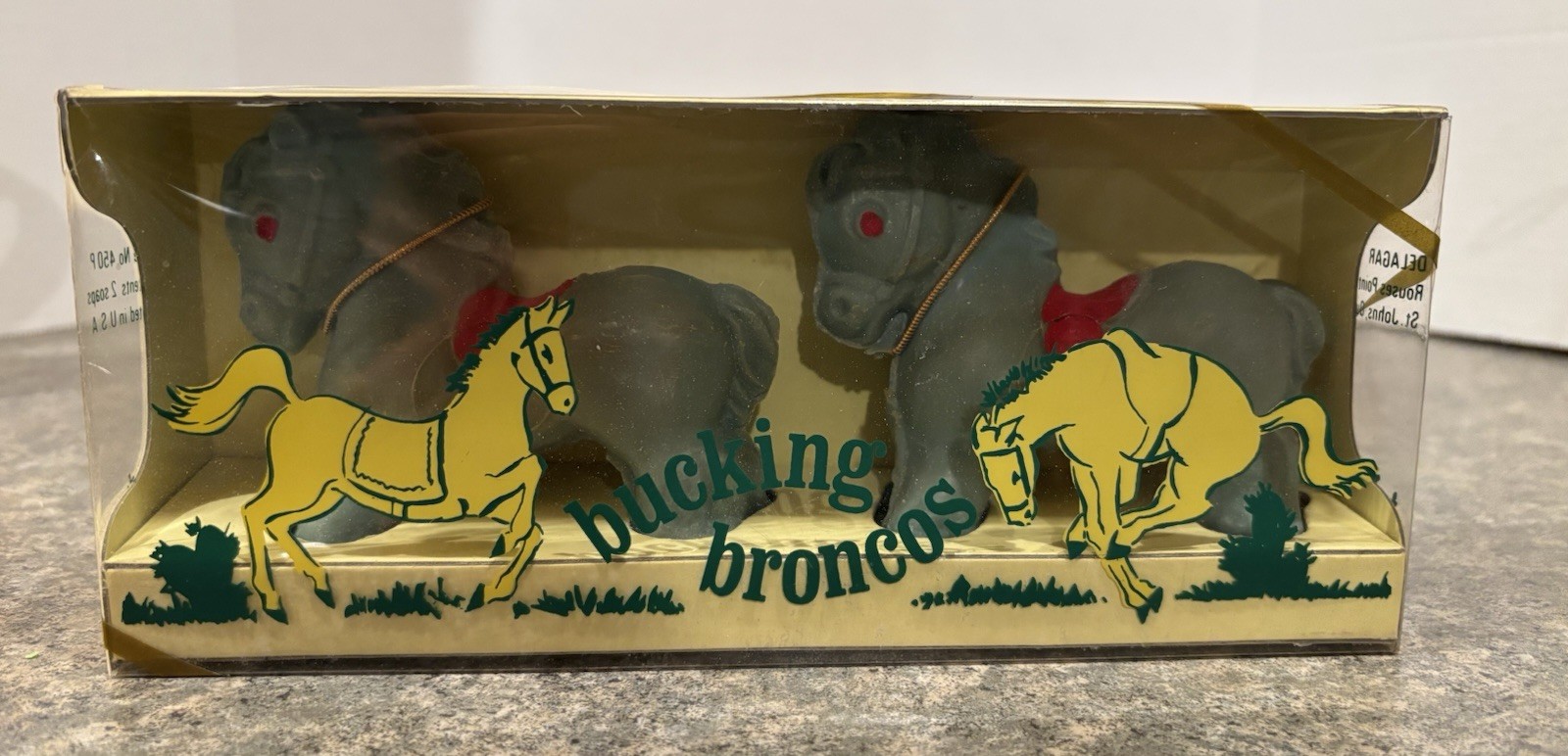 Bucking Broncos Soap Set Of Two Delagar Vintage In Box