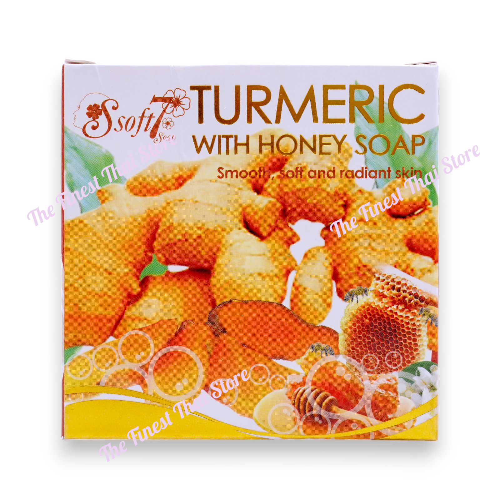 Soft7 Turmeric with Honey Natural Herbal Soap by by K.Brothers 120g x 6