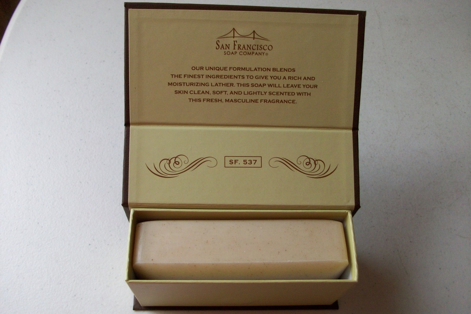 “Exfoliating Man Bar / Cardamom-Juniper 10 Oz Soap Bar” San Francisco Soap Co.